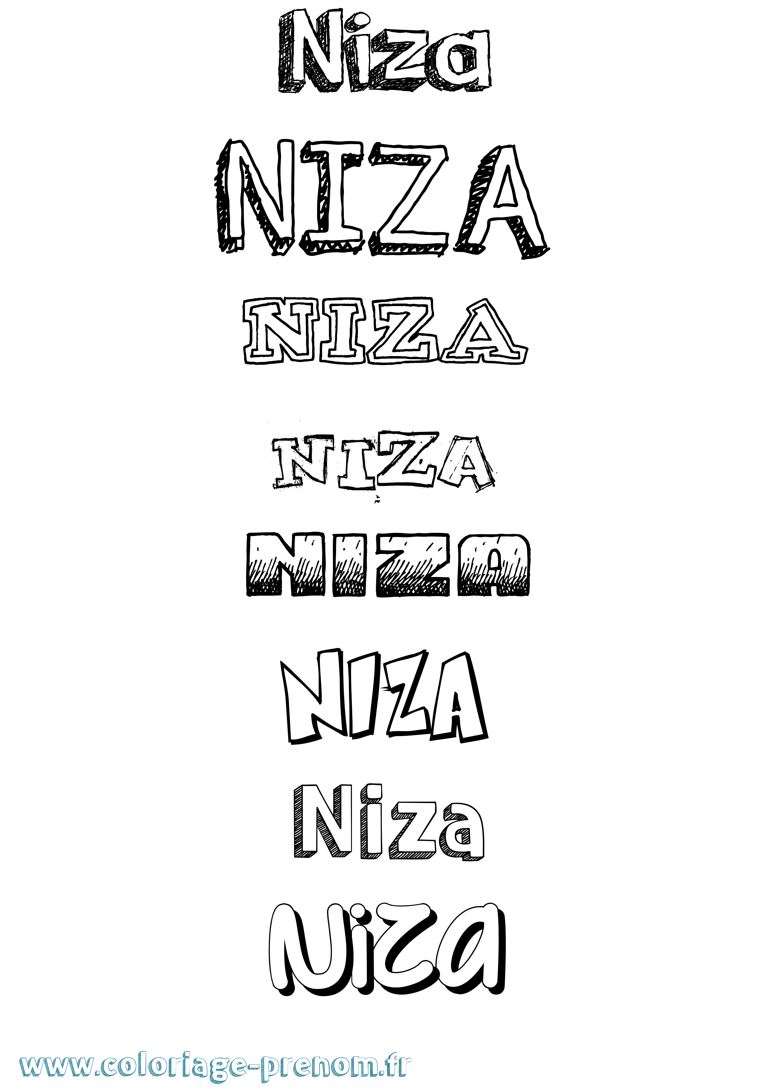 Coloriage Niza Dessiné Coloriage prénom Niza Dessiné