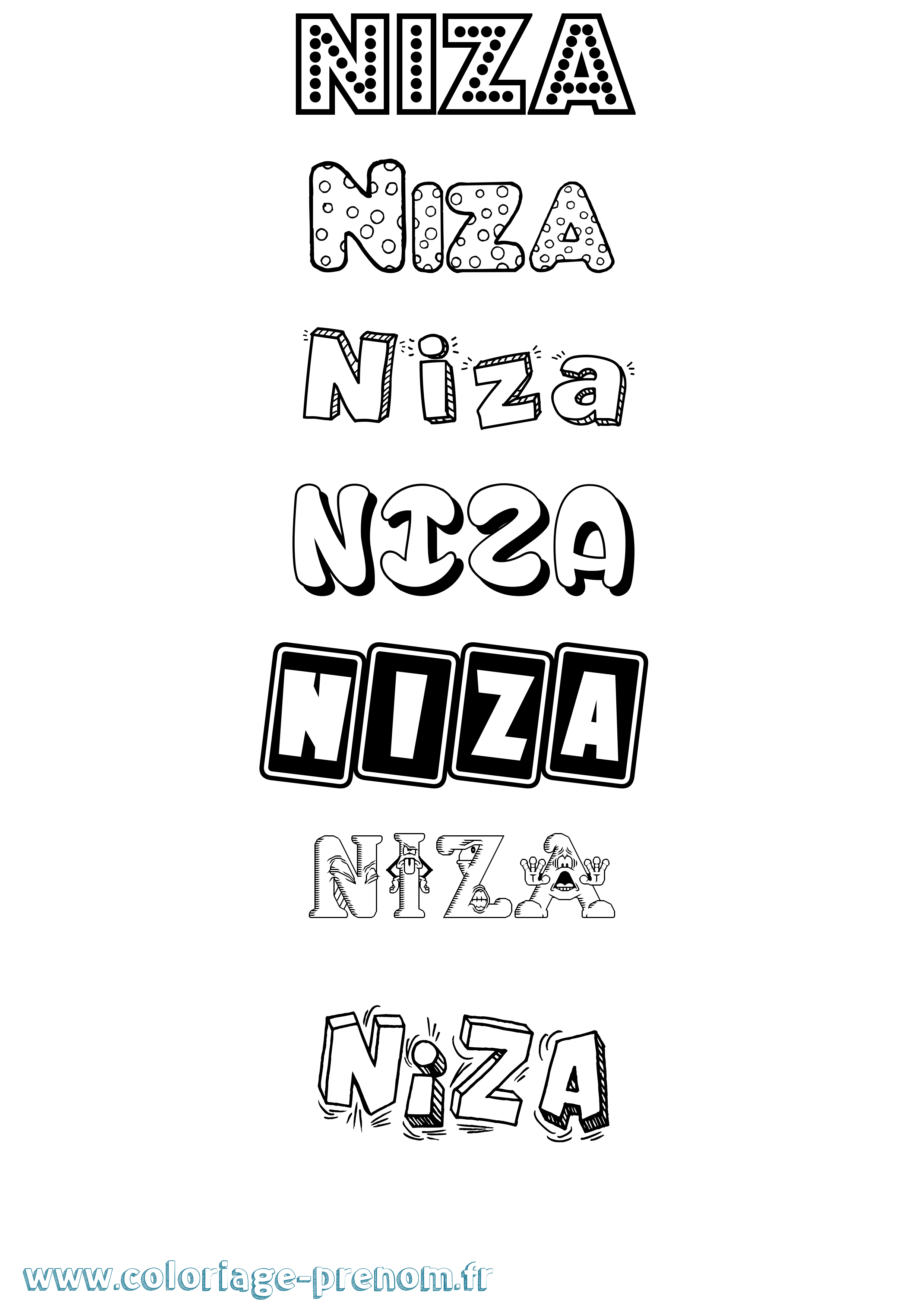 Coloriage Niza Fun Coloriage prénom Niza Fun