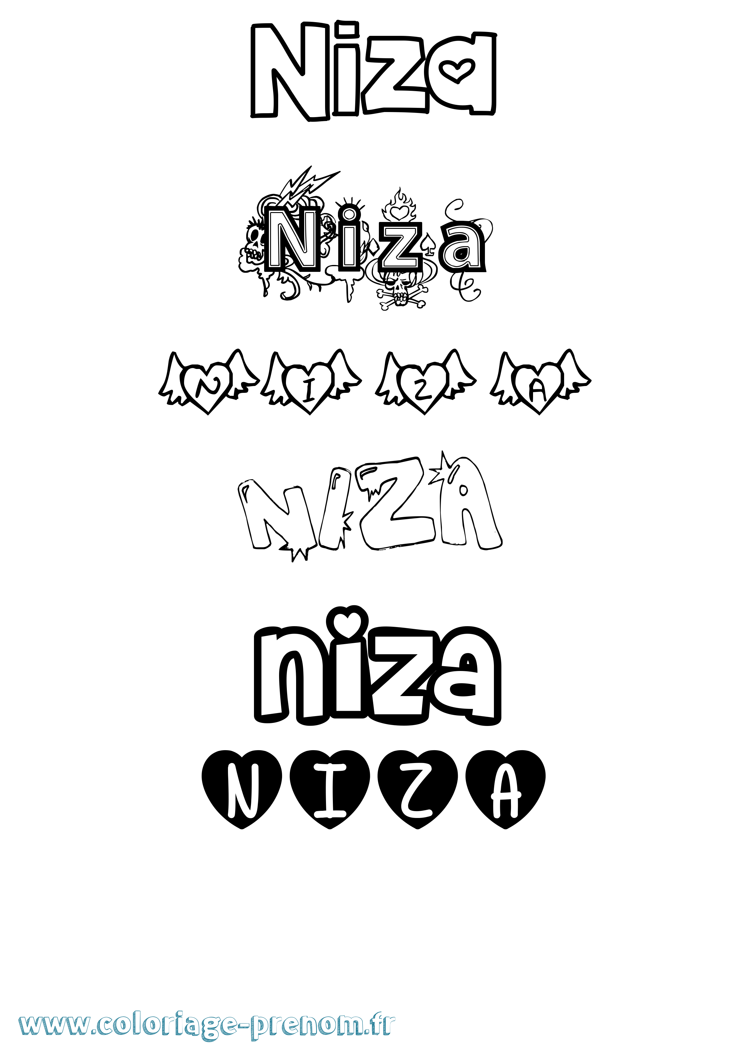 Coloriage Niza Girly Coloriage prénom Niza Girly