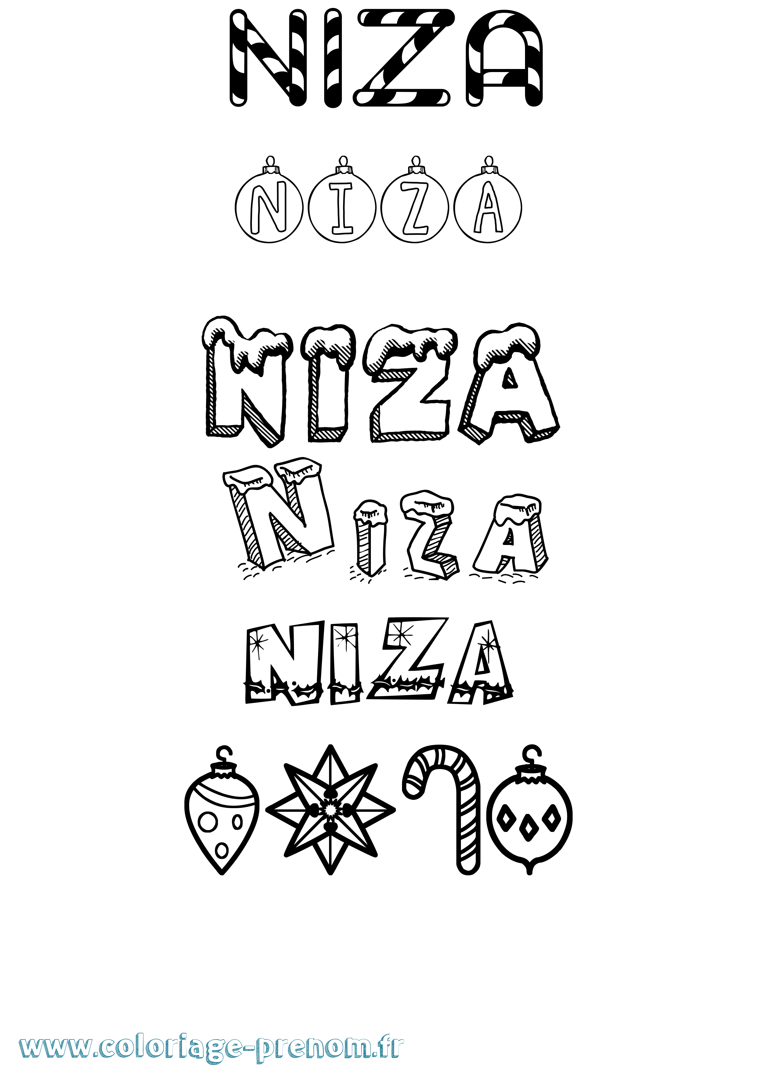 Coloriage Niza Noël Coloriage prénom Niza Noël