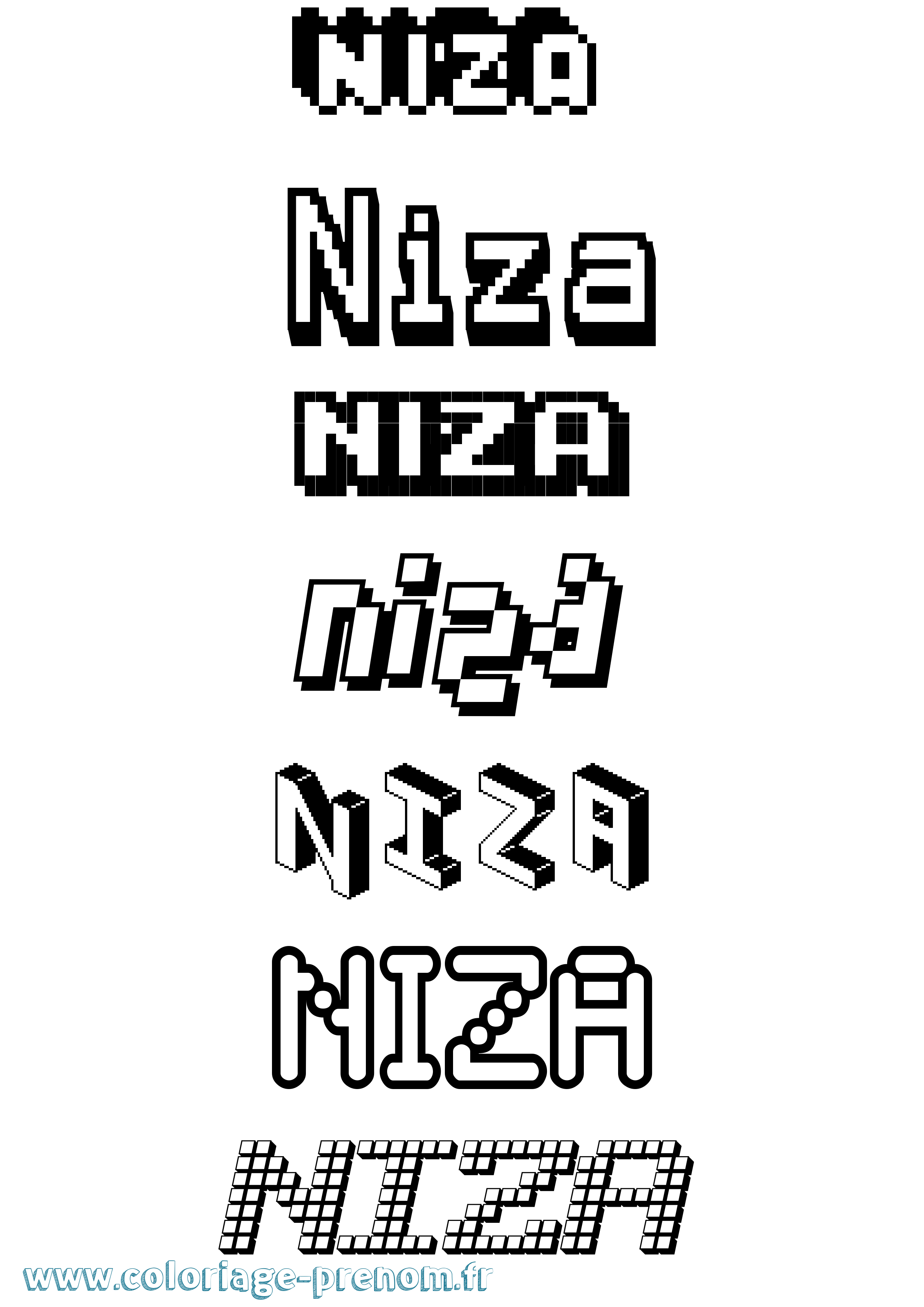 Coloriage Niza Pixel Coloriage prénom Niza Pixel
