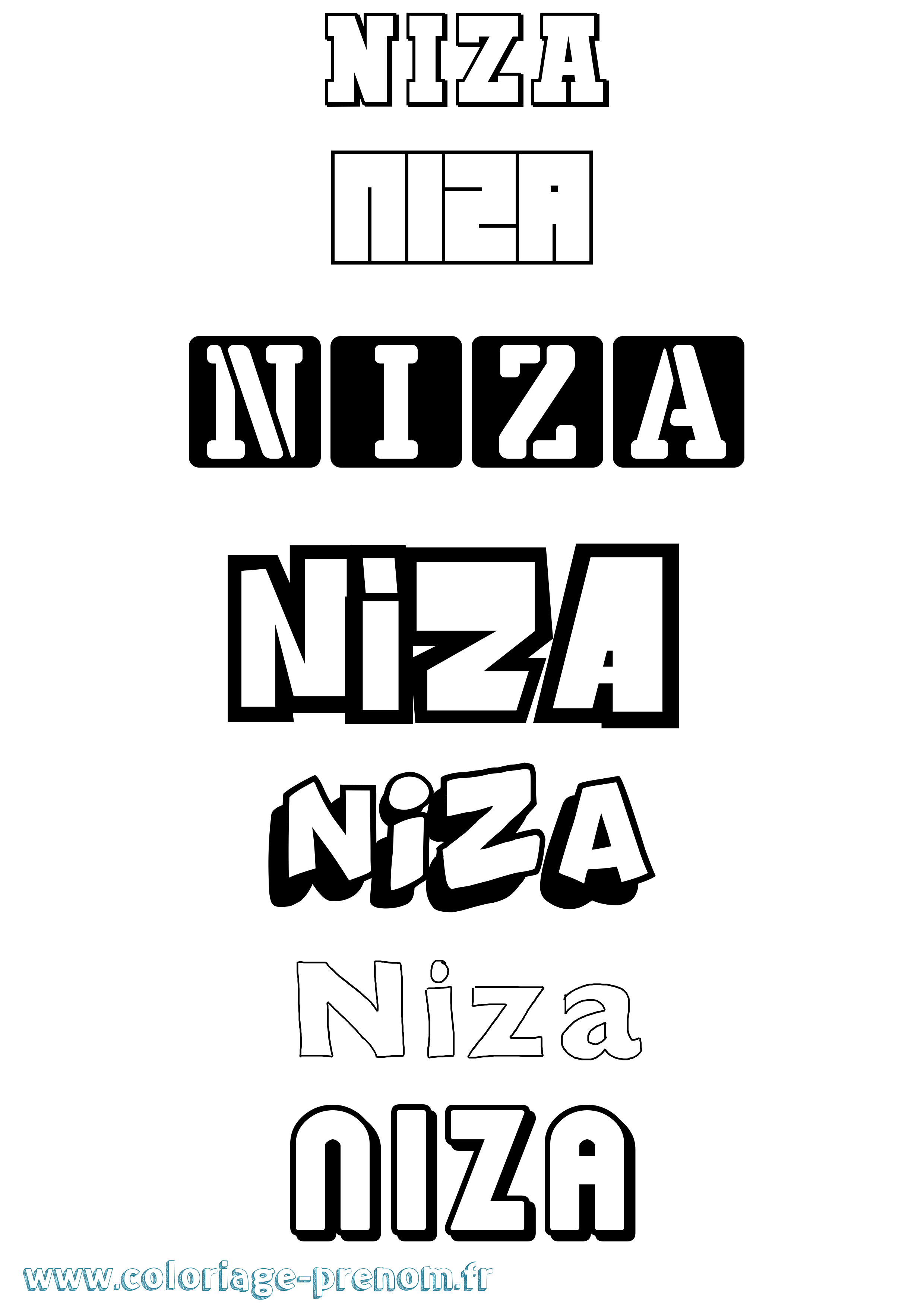 Coloriage Niza Simple Coloriage prénom Niza Simple