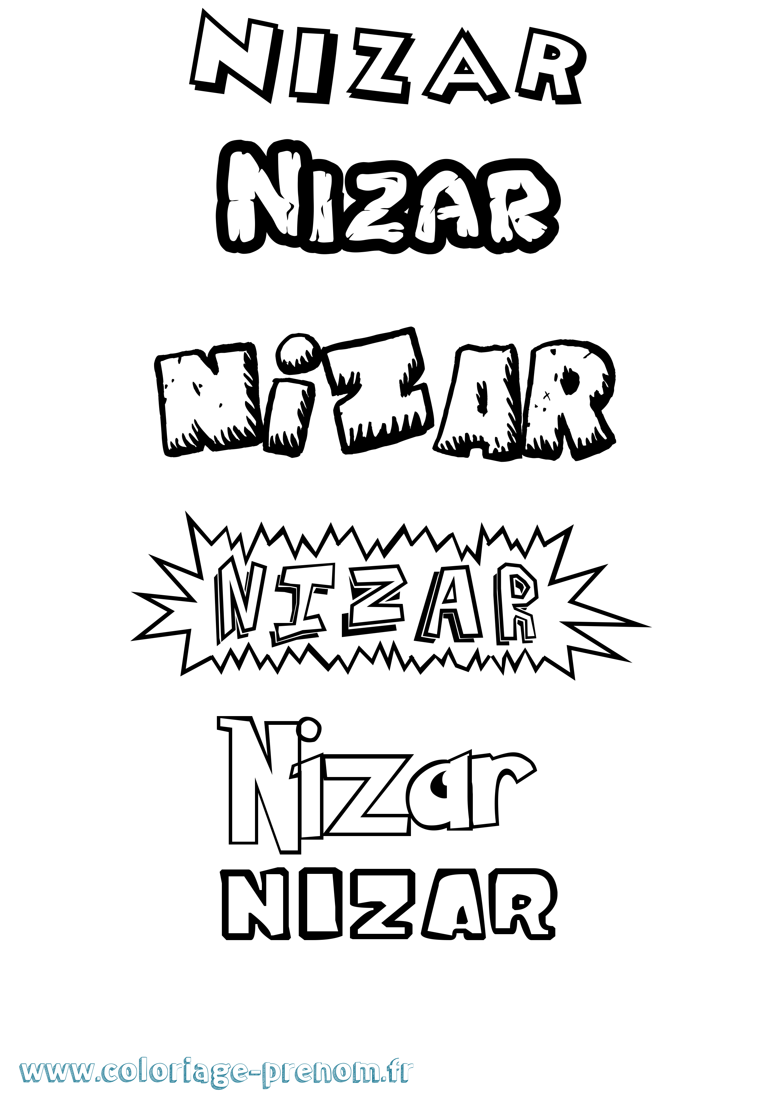Coloriage Nizar Dessin Animé Coloriage prénom Nizar Dessin Animé