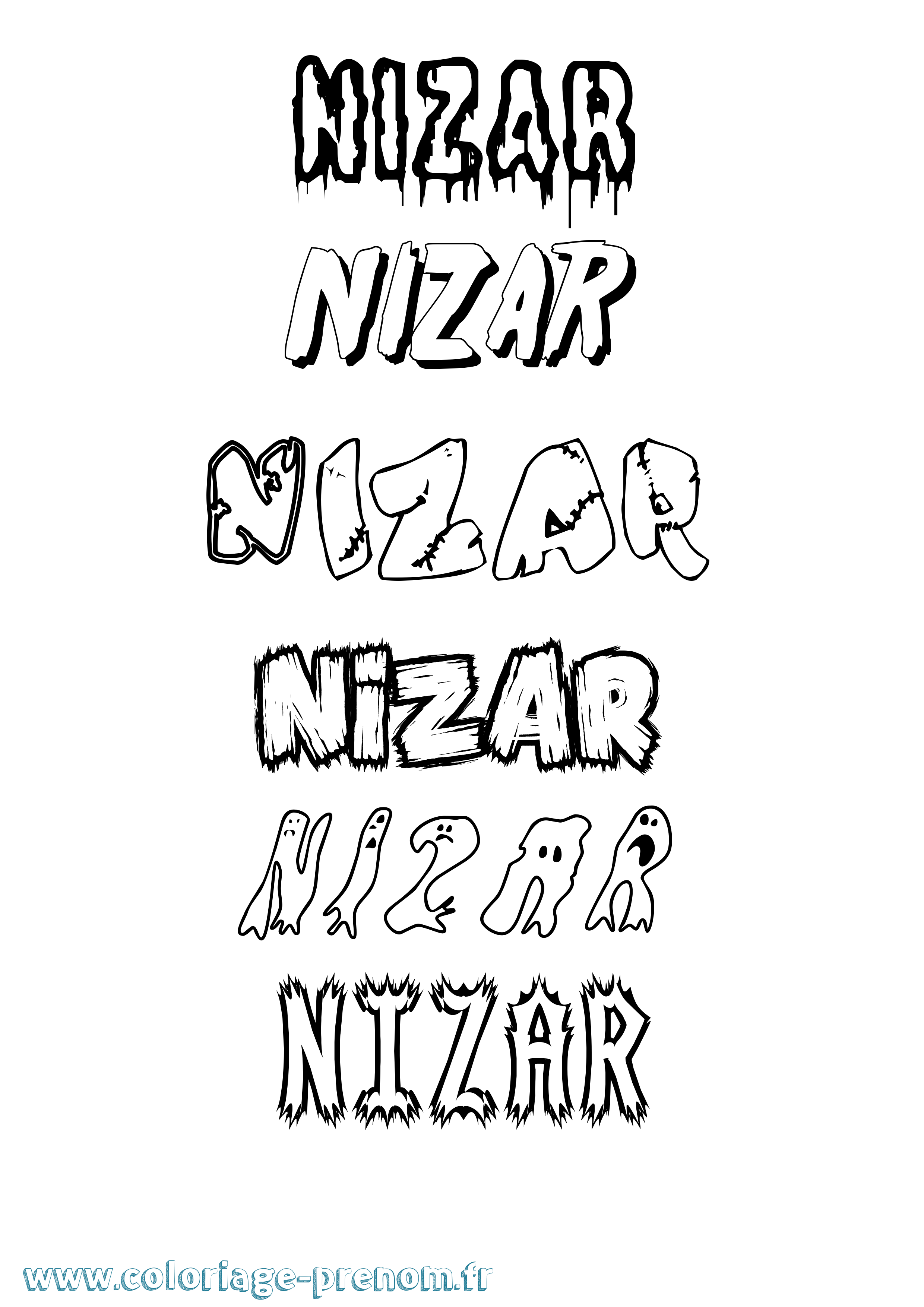 Coloriage Nizar Frisson Coloriage prénom Nizar Frisson