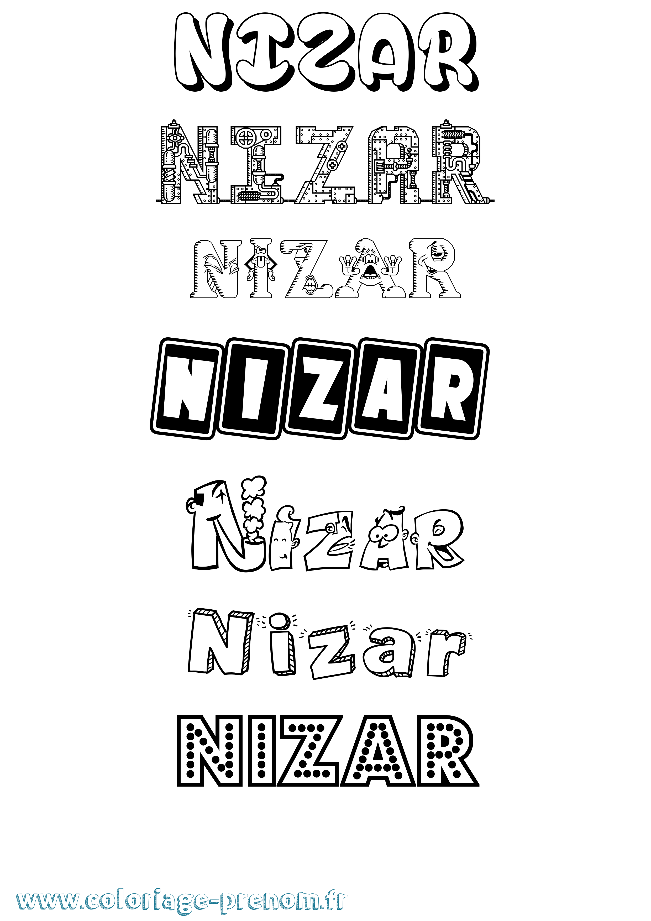 Coloriage Nizar Fun Coloriage prénom Nizar Fun