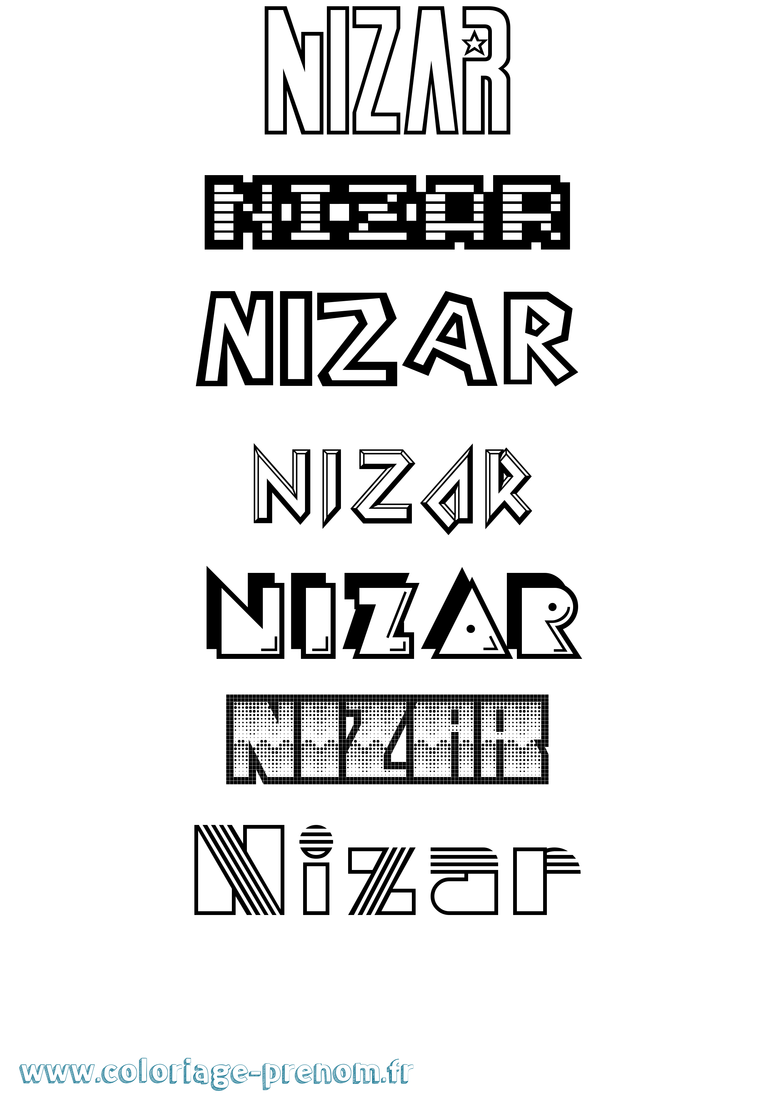 Coloriage prénom Nizar