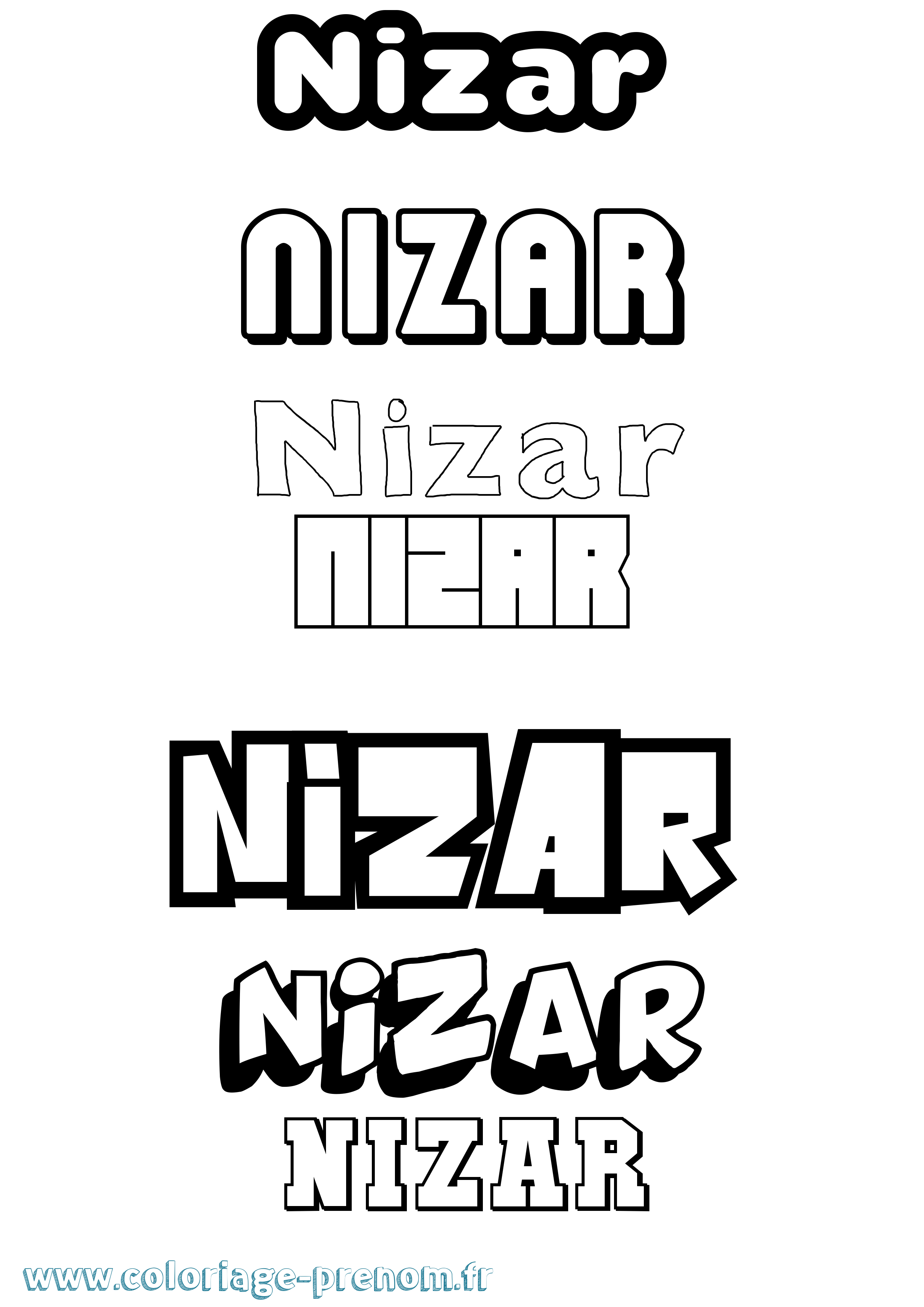 Coloriage Nizar Simple Coloriage prénom Nizar Simple