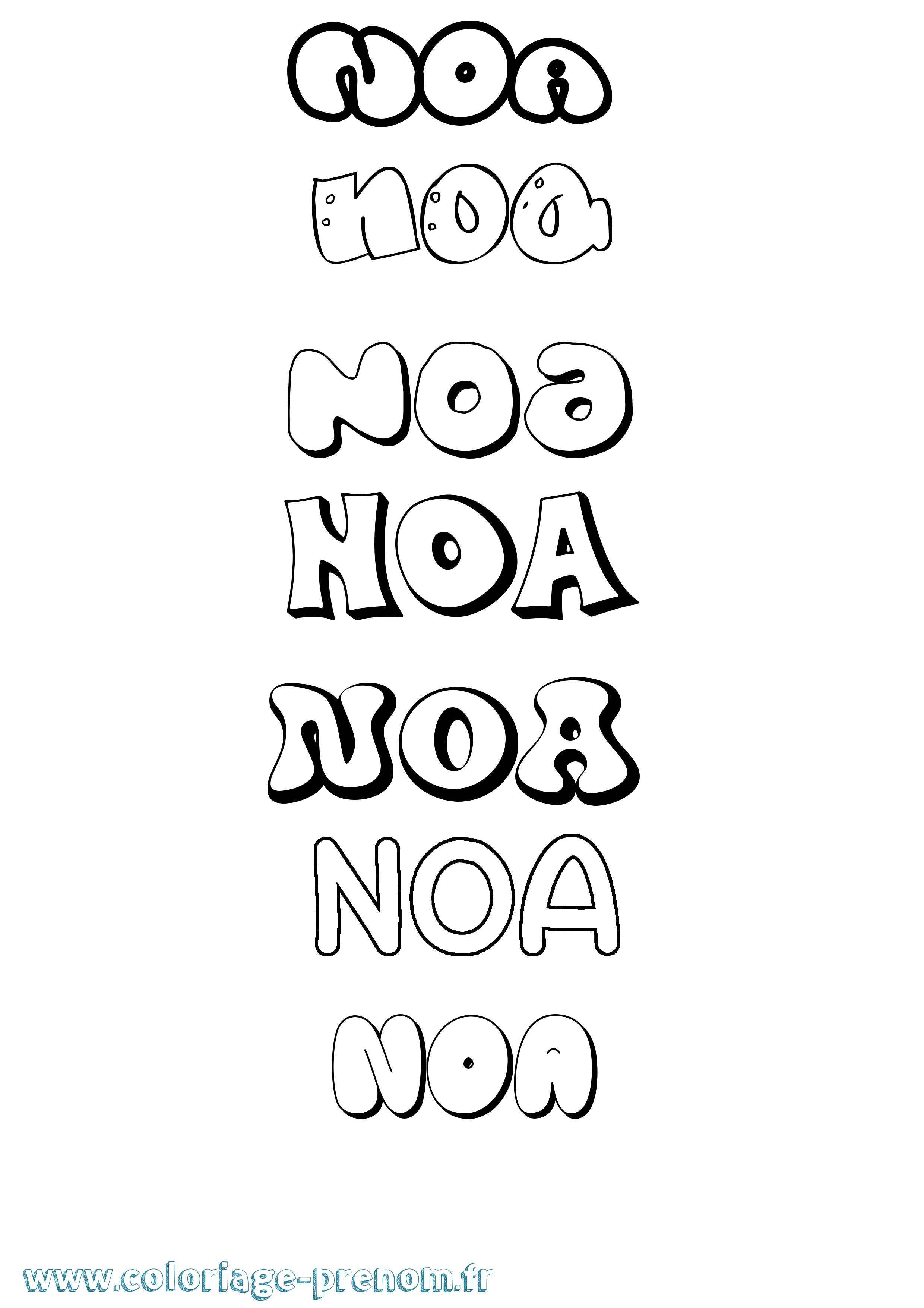 Coloriage Noa Bubble Coloriage prénom Noa Bubble