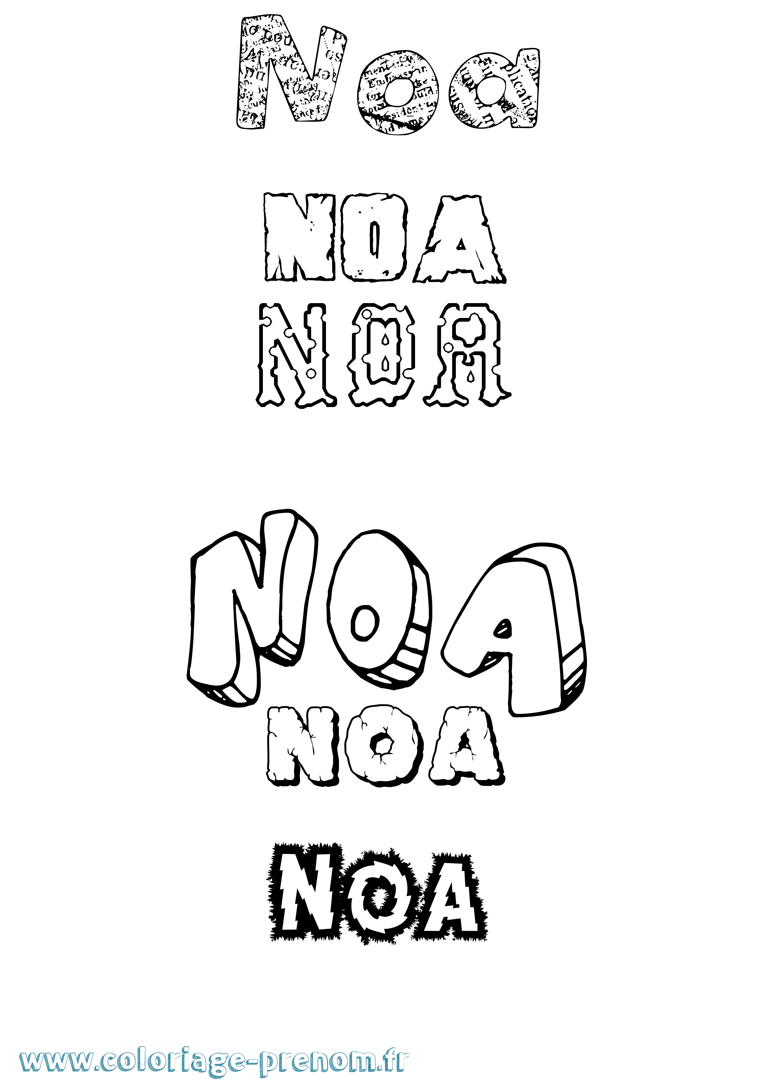 Coloriage Noa Destructuré Coloriage prénom Noa Destructuré