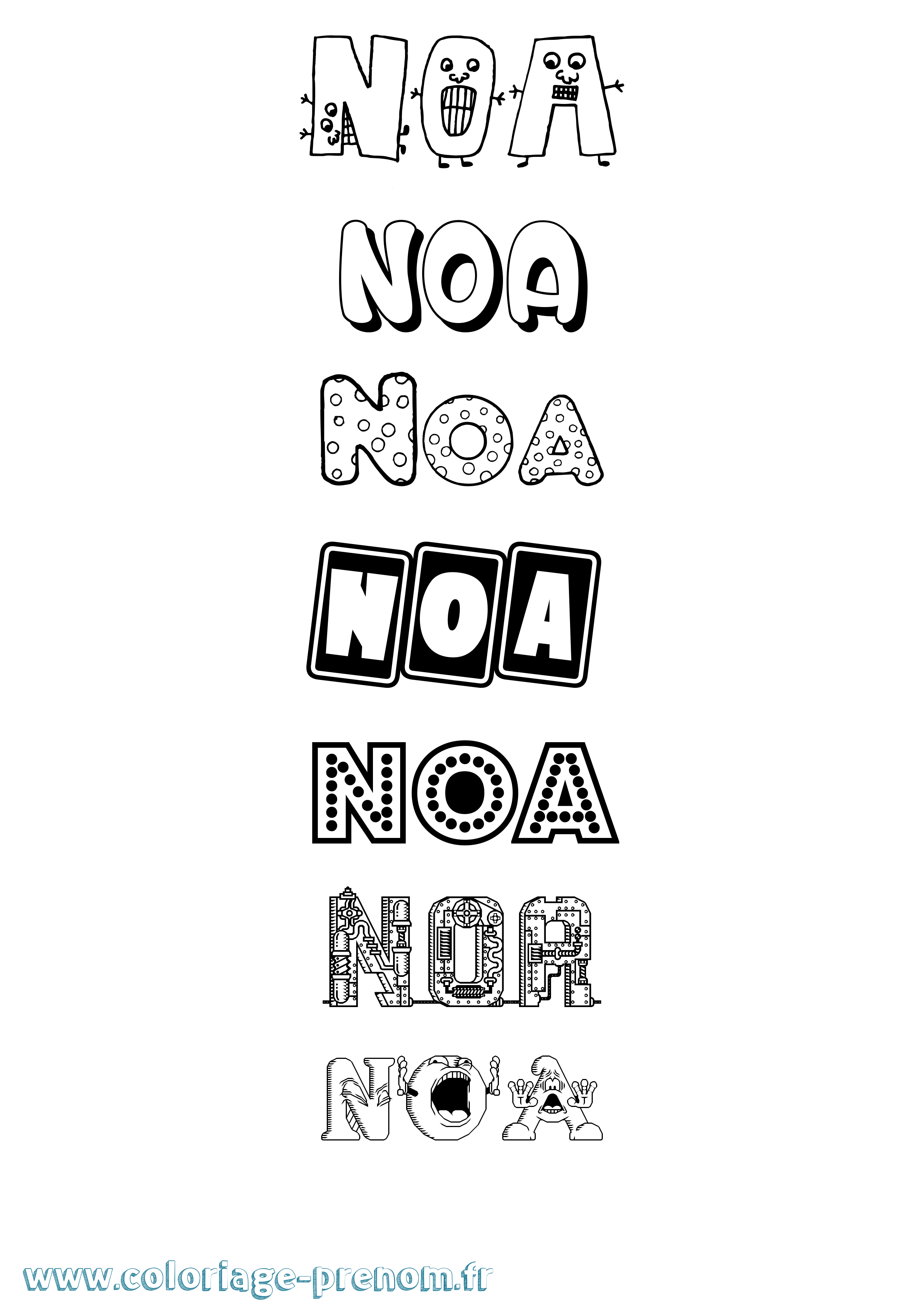 Coloriage Noa Fun Coloriage prénom Noa Fun