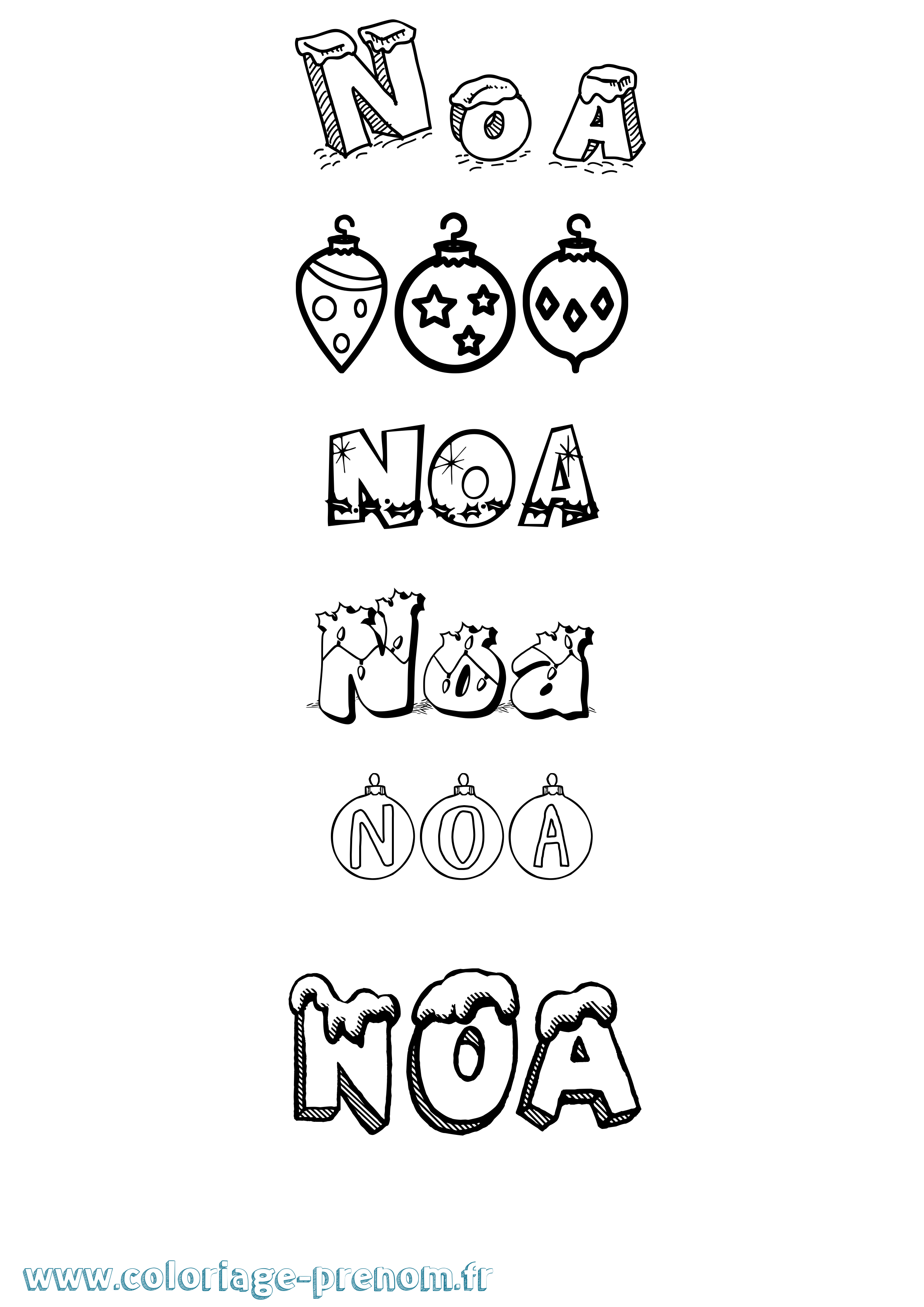 Coloriage Noa Noël Coloriage prénom Noa Noël