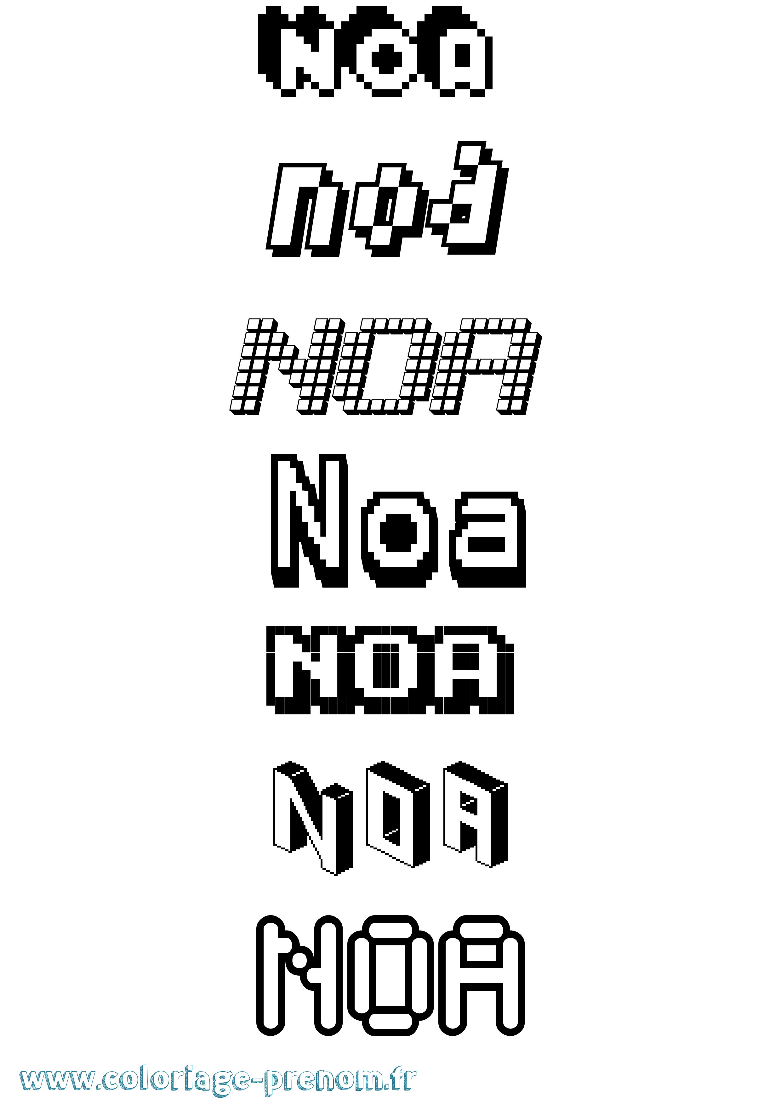 Coloriage Noa Pixel Coloriage prénom Noa Pixel