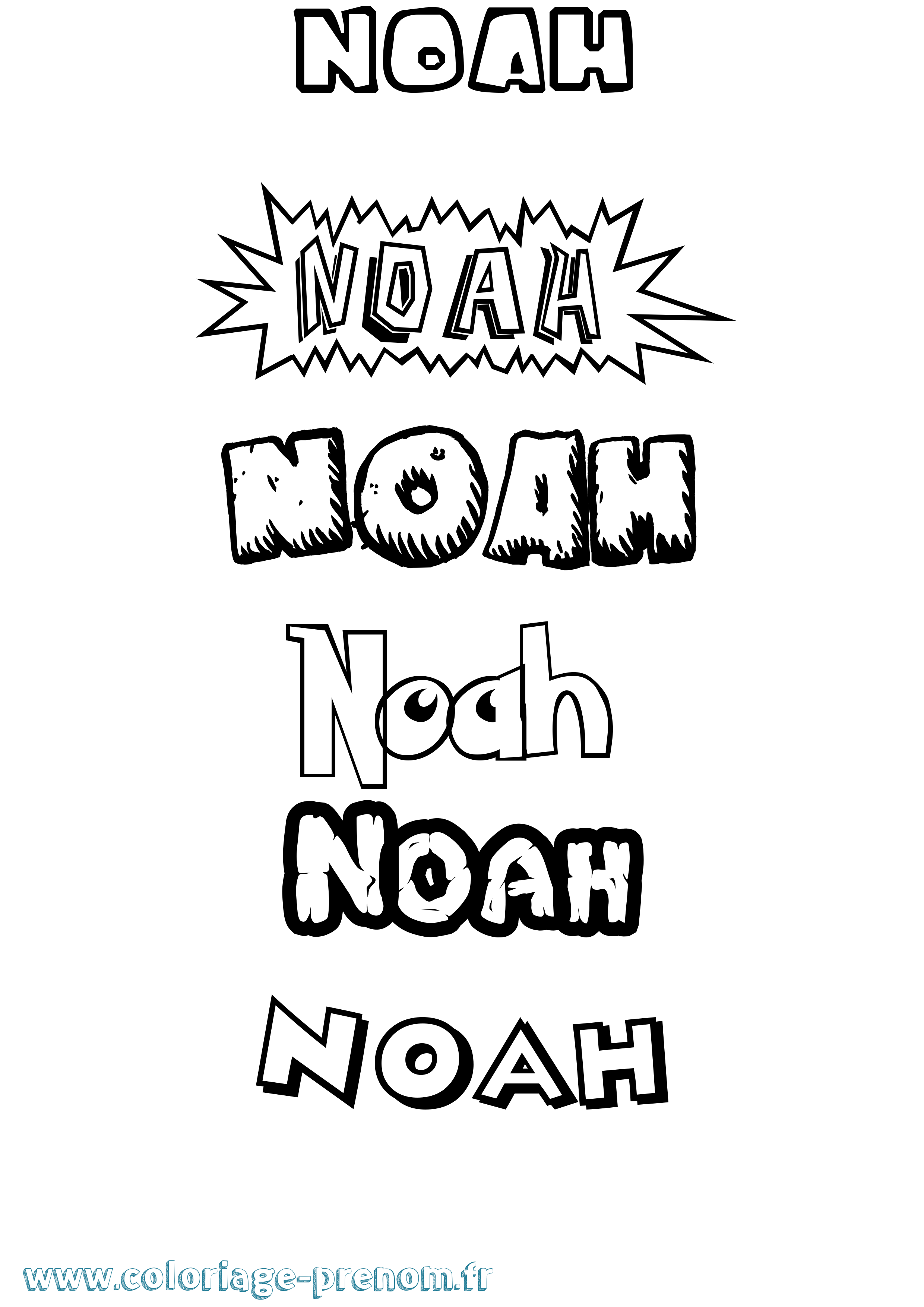 Coloriage prénom Noah Dessin Animé
