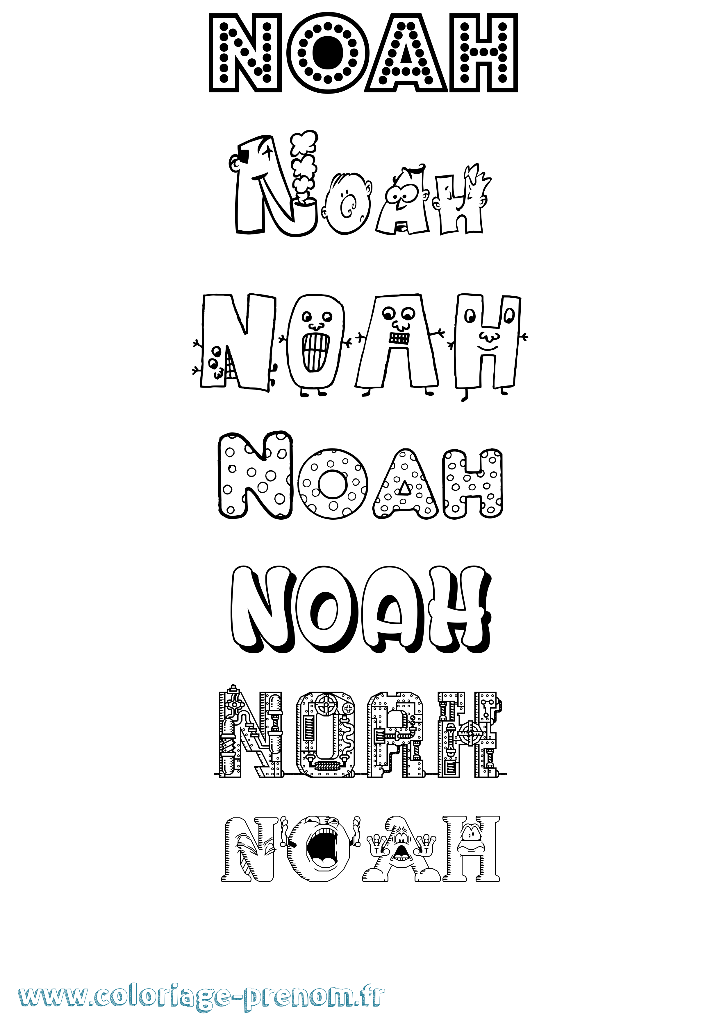 Coloriage prénom Noah Fun