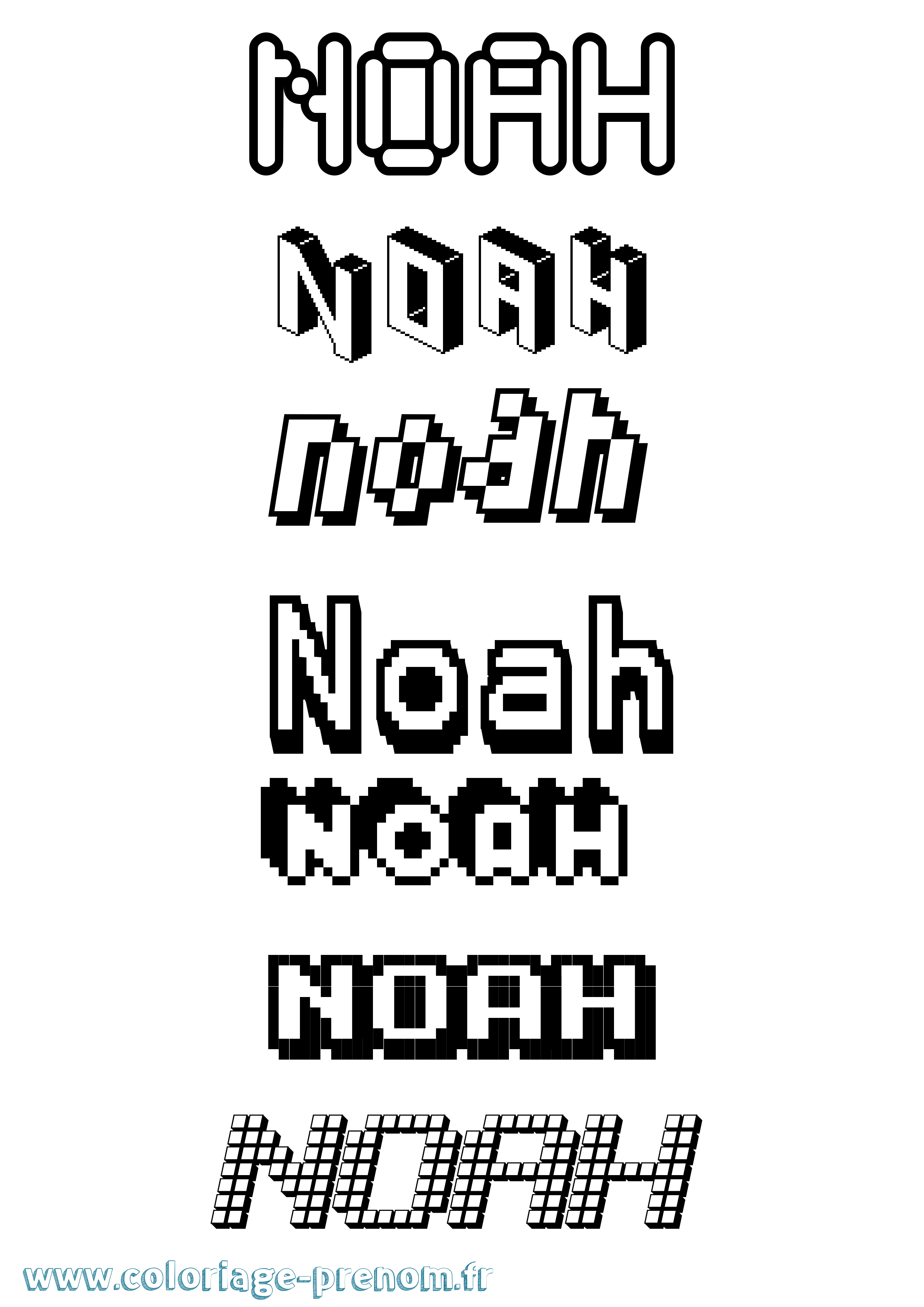 Coloriage prénom Noah Pixel