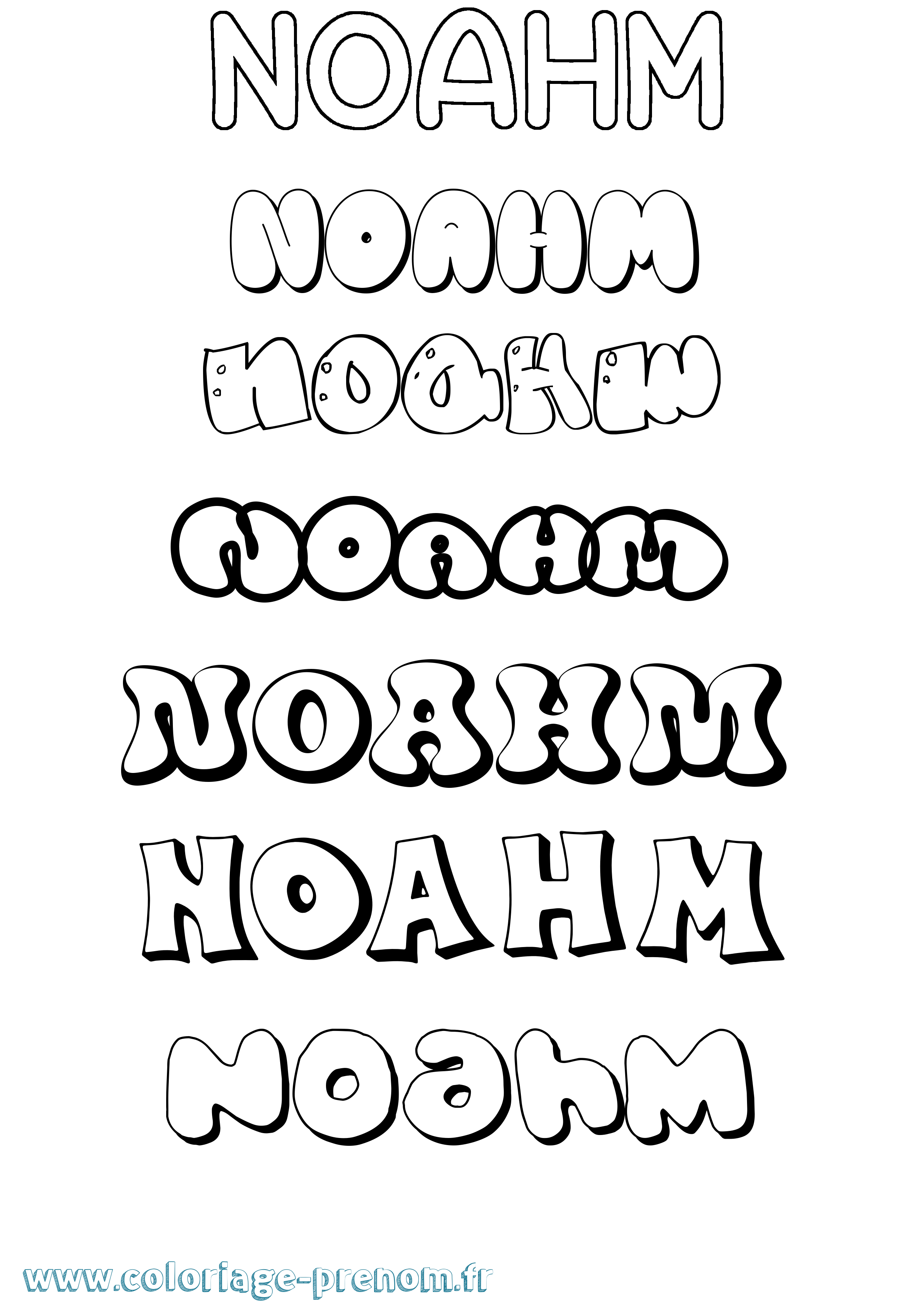 Coloriage Noahm Bubble Coloriage prénom Noahm Bubble