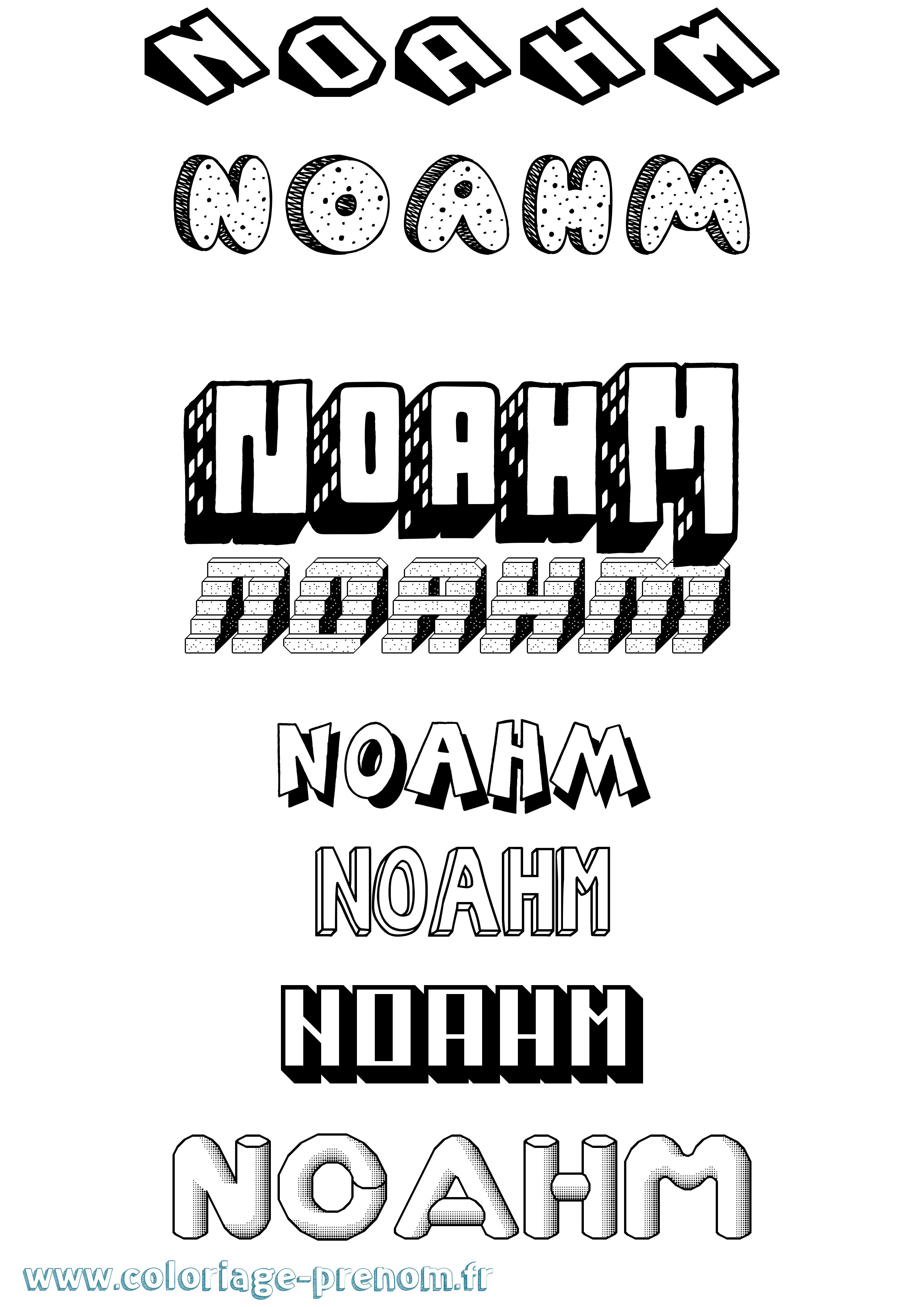 Coloriage Noahm Effet 3D Coloriage prénom Noahm Effet 3D