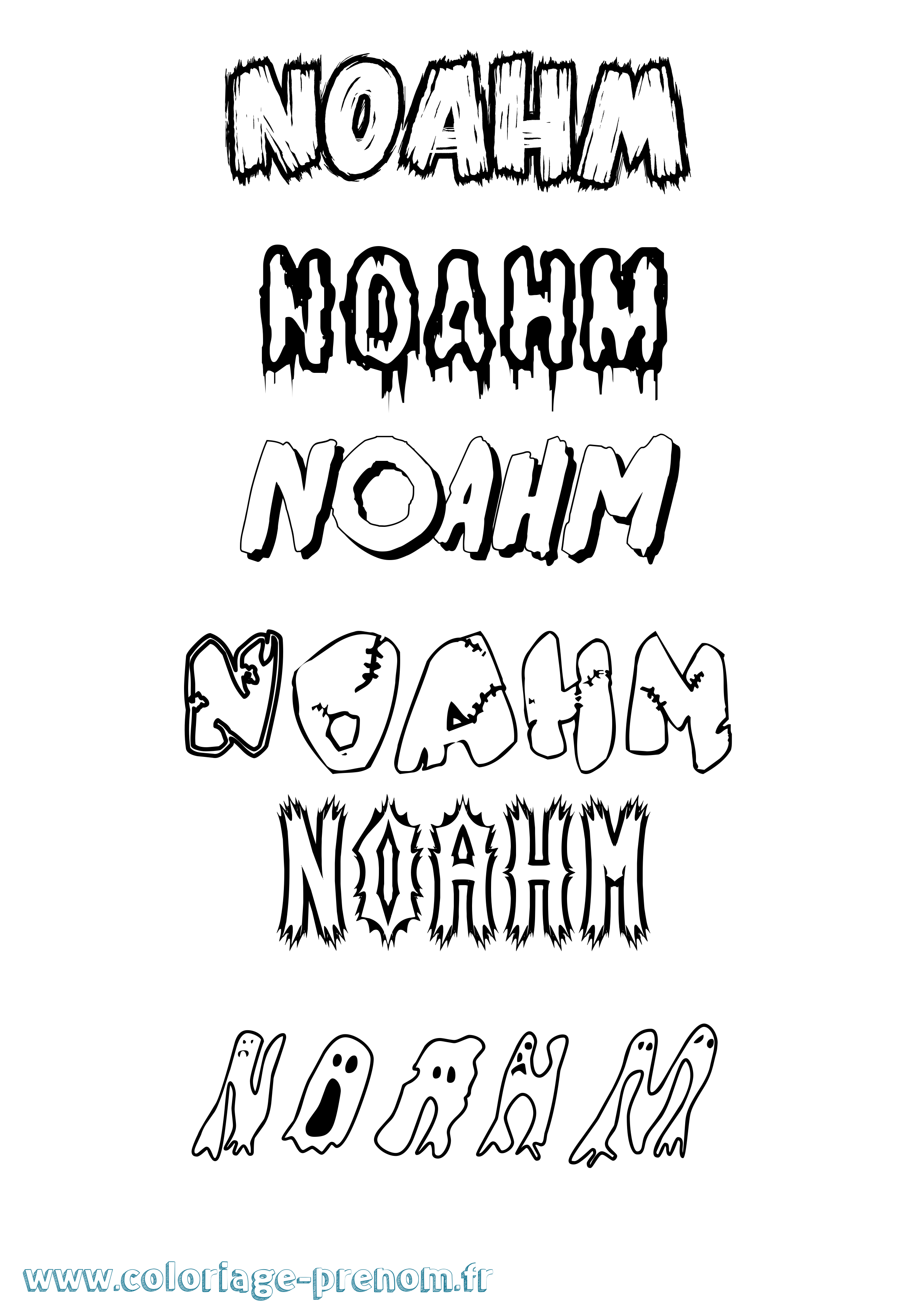 Coloriage Noahm Frisson Coloriage prénom Noahm Frisson
