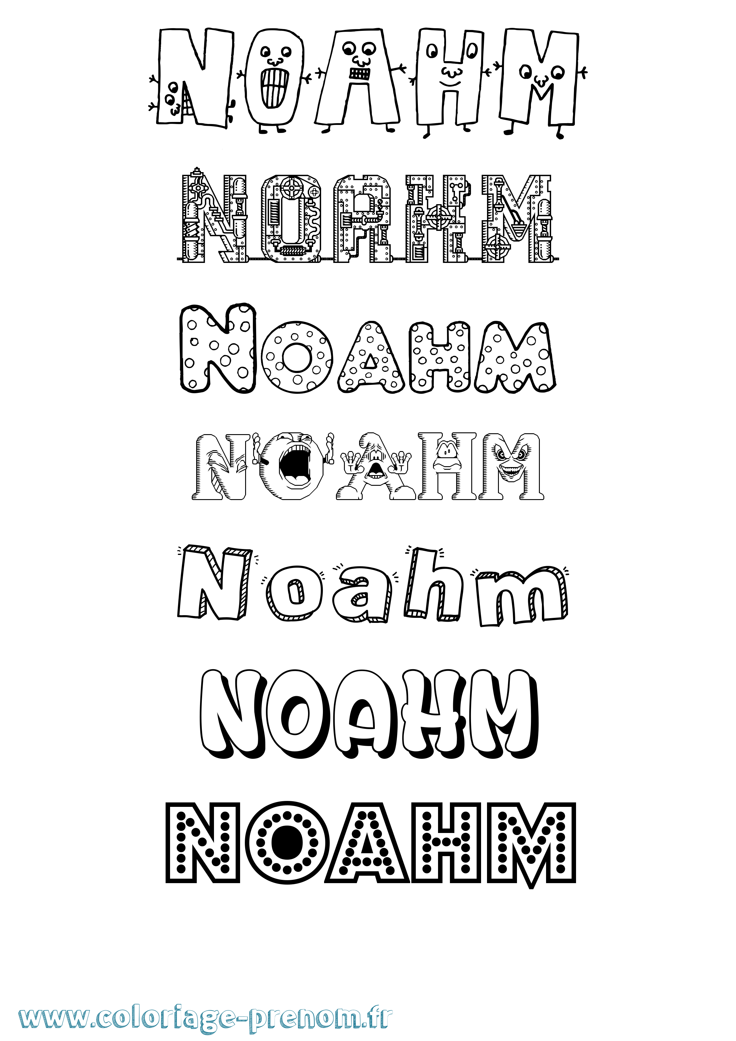 Coloriage Noahm Fun Coloriage prénom Noahm Fun