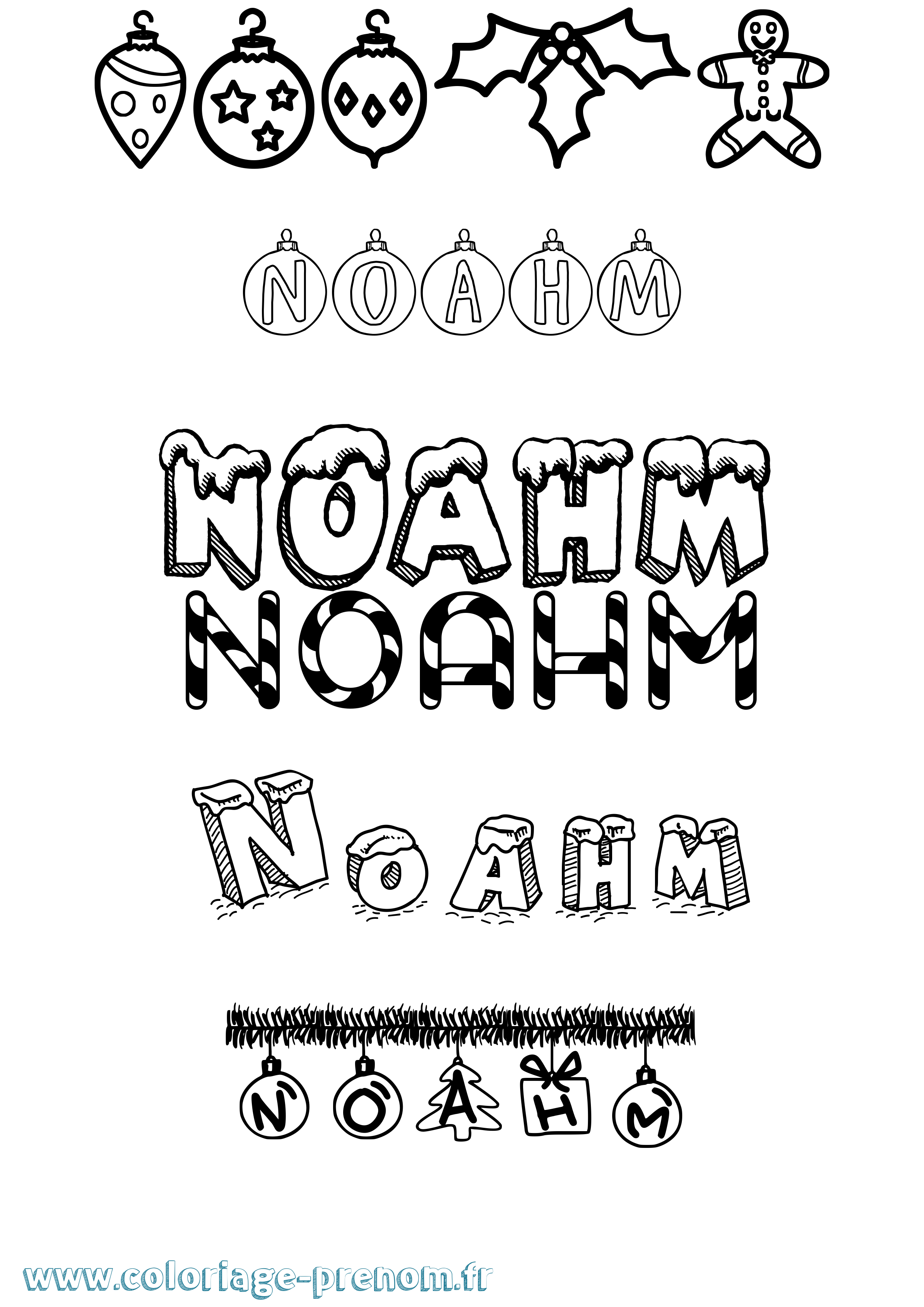 Coloriage Noahm Noël Coloriage prénom Noahm Noël