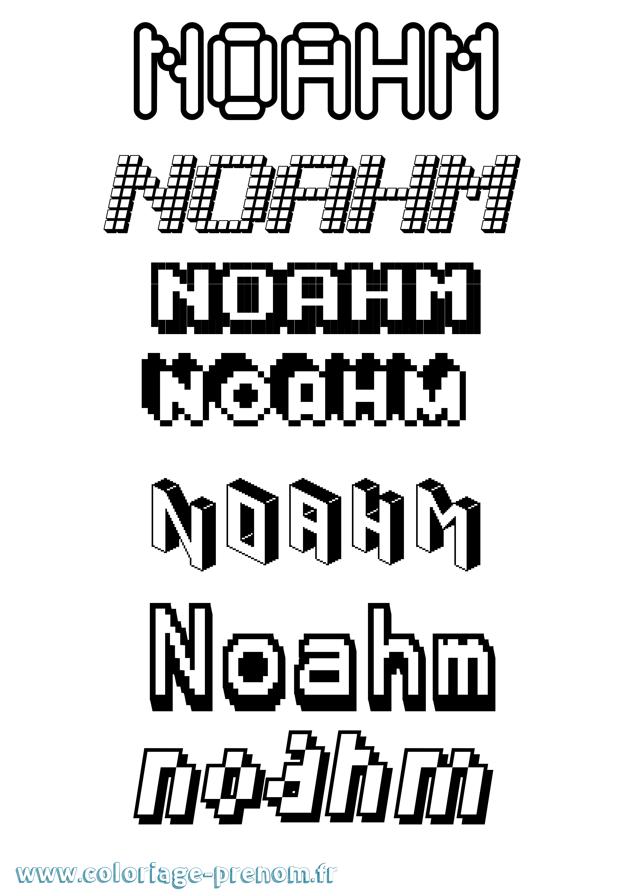 Coloriage Noahm Pixel Coloriage prénom Noahm Pixel