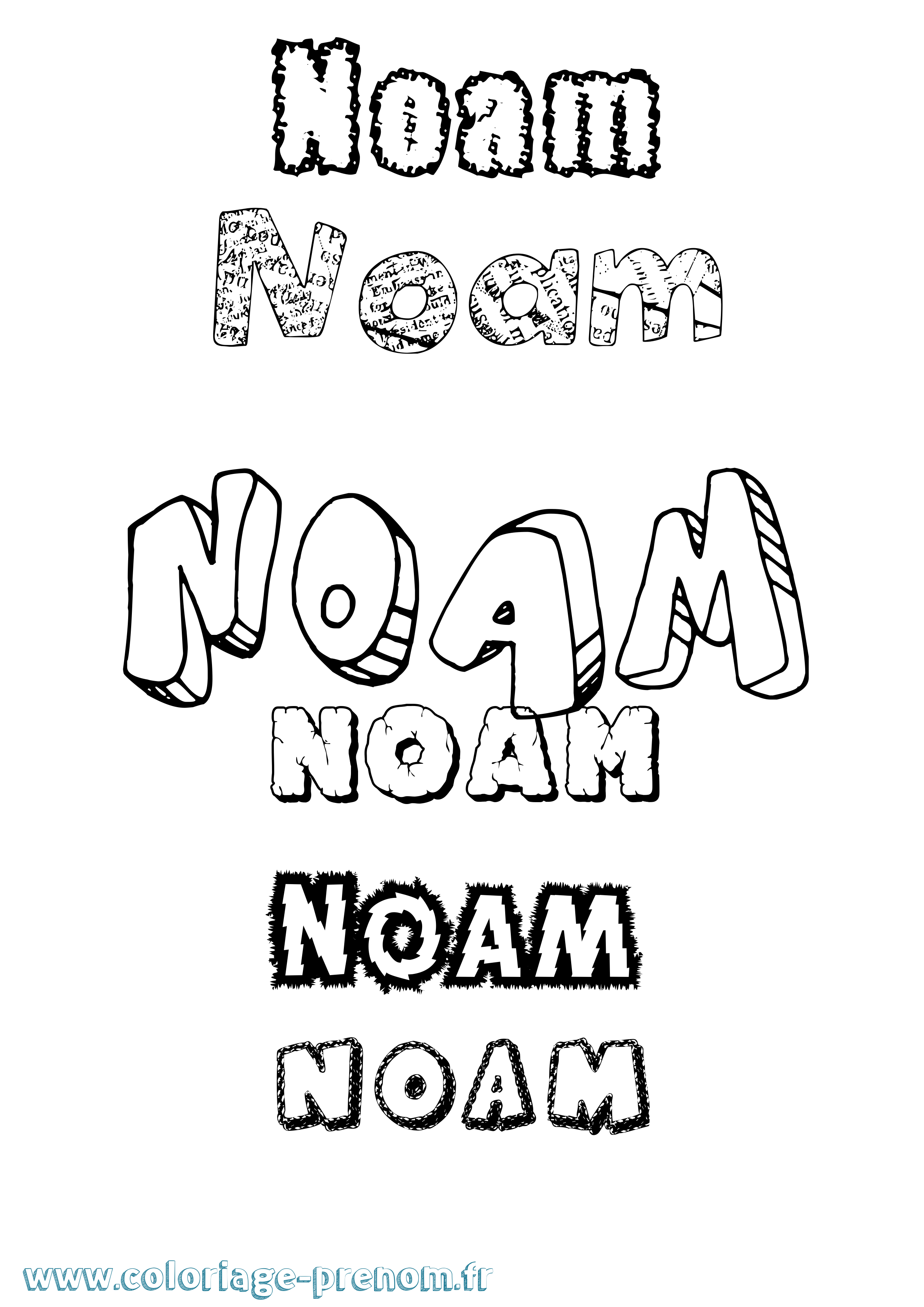 Coloriage prénom Noam Destructuré