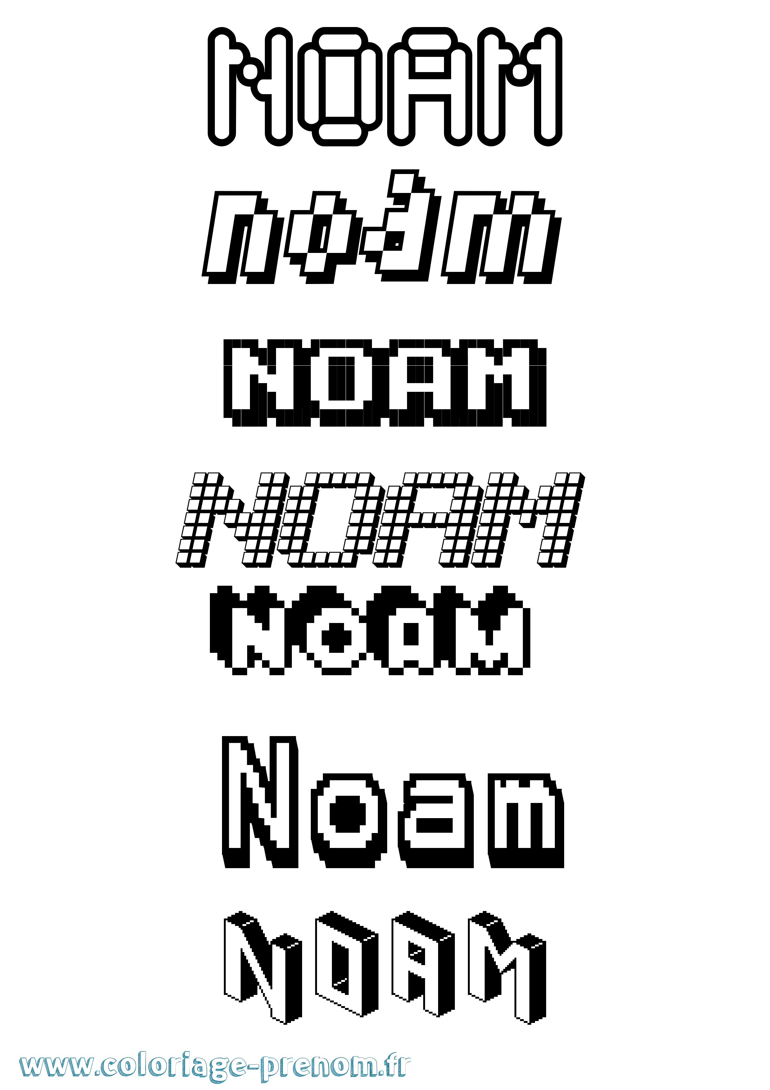 Coloriage prénom Noam Pixel