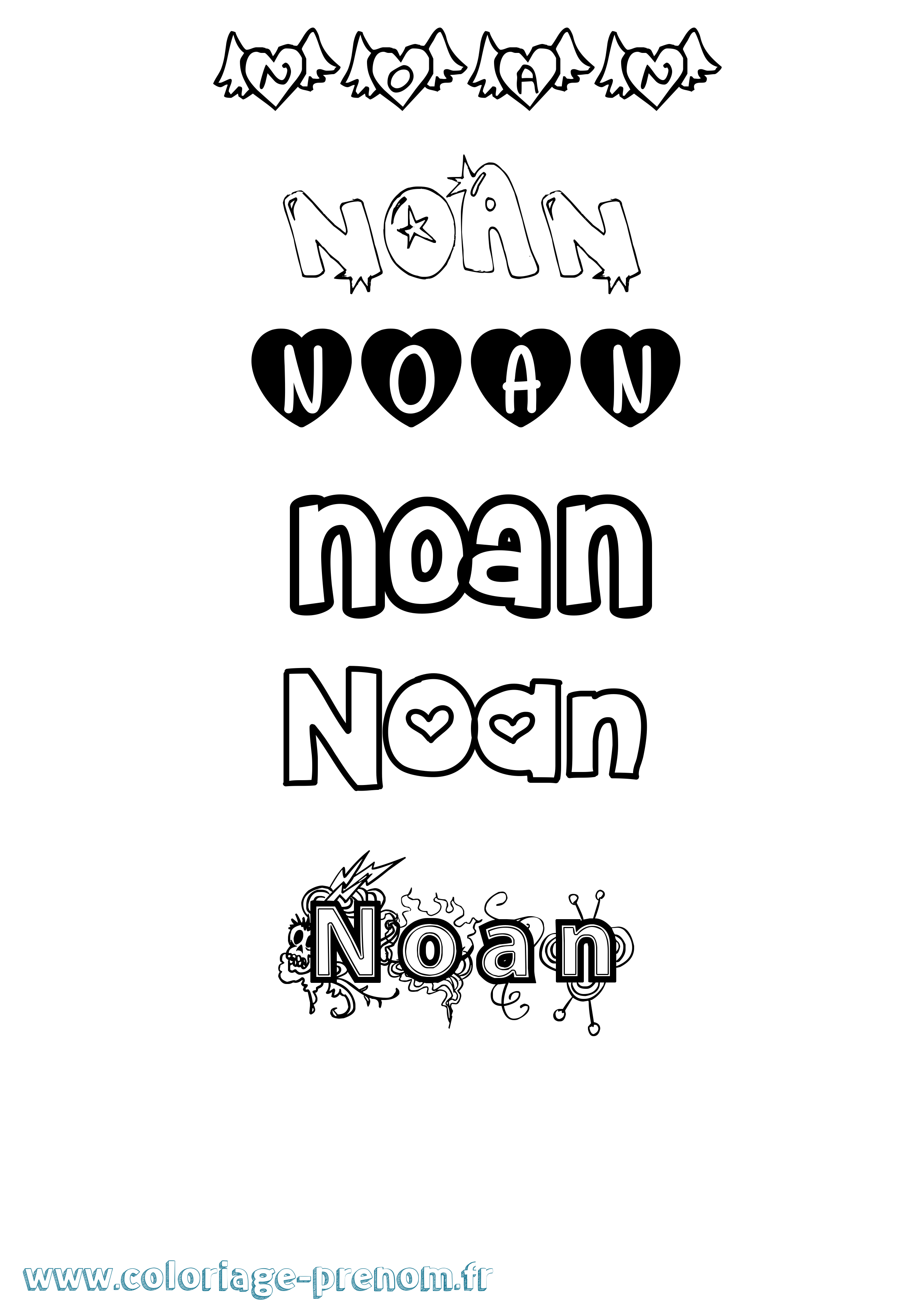 Coloriage prénom Noan
