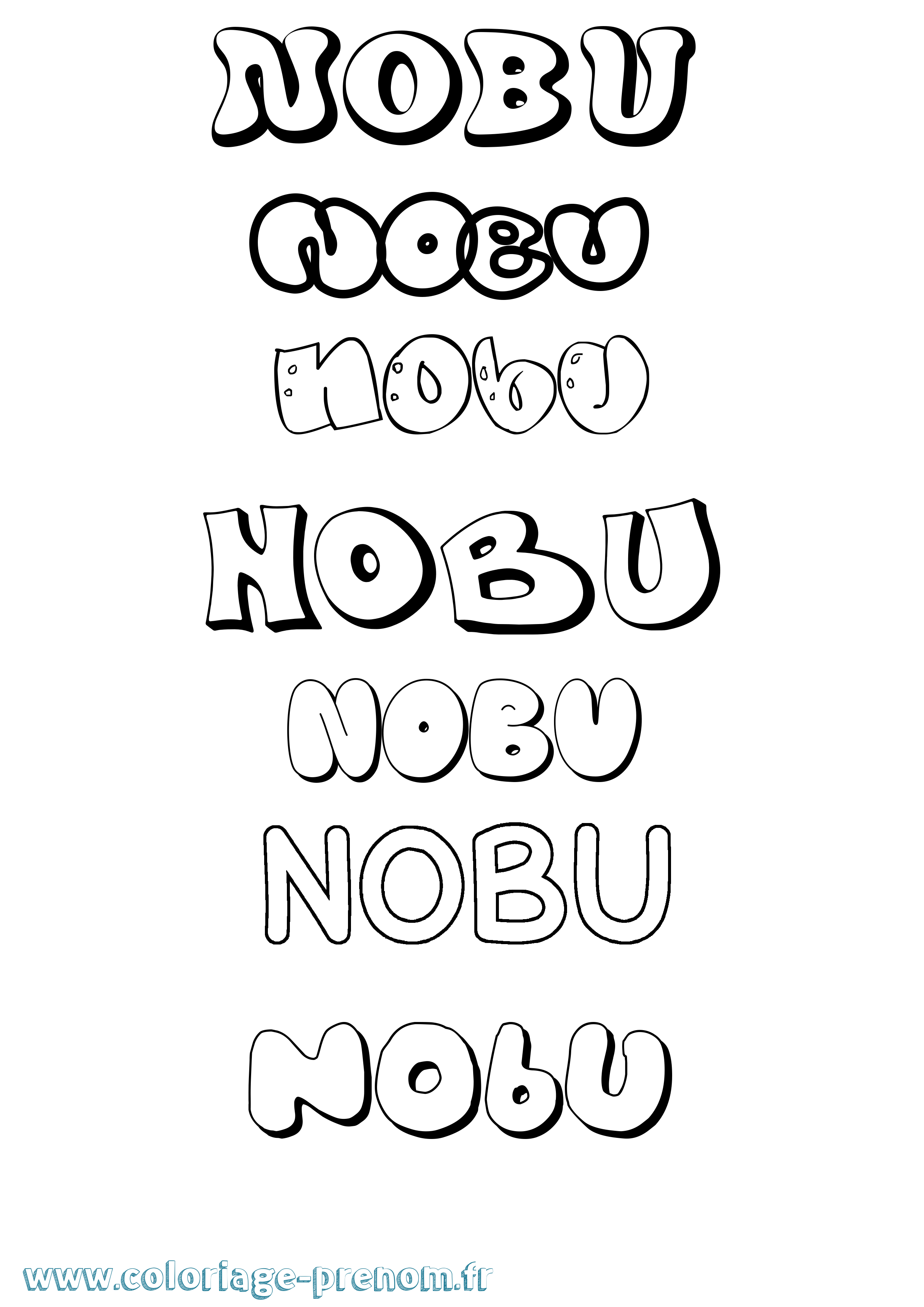 Coloriage prénom Nobu Bubble