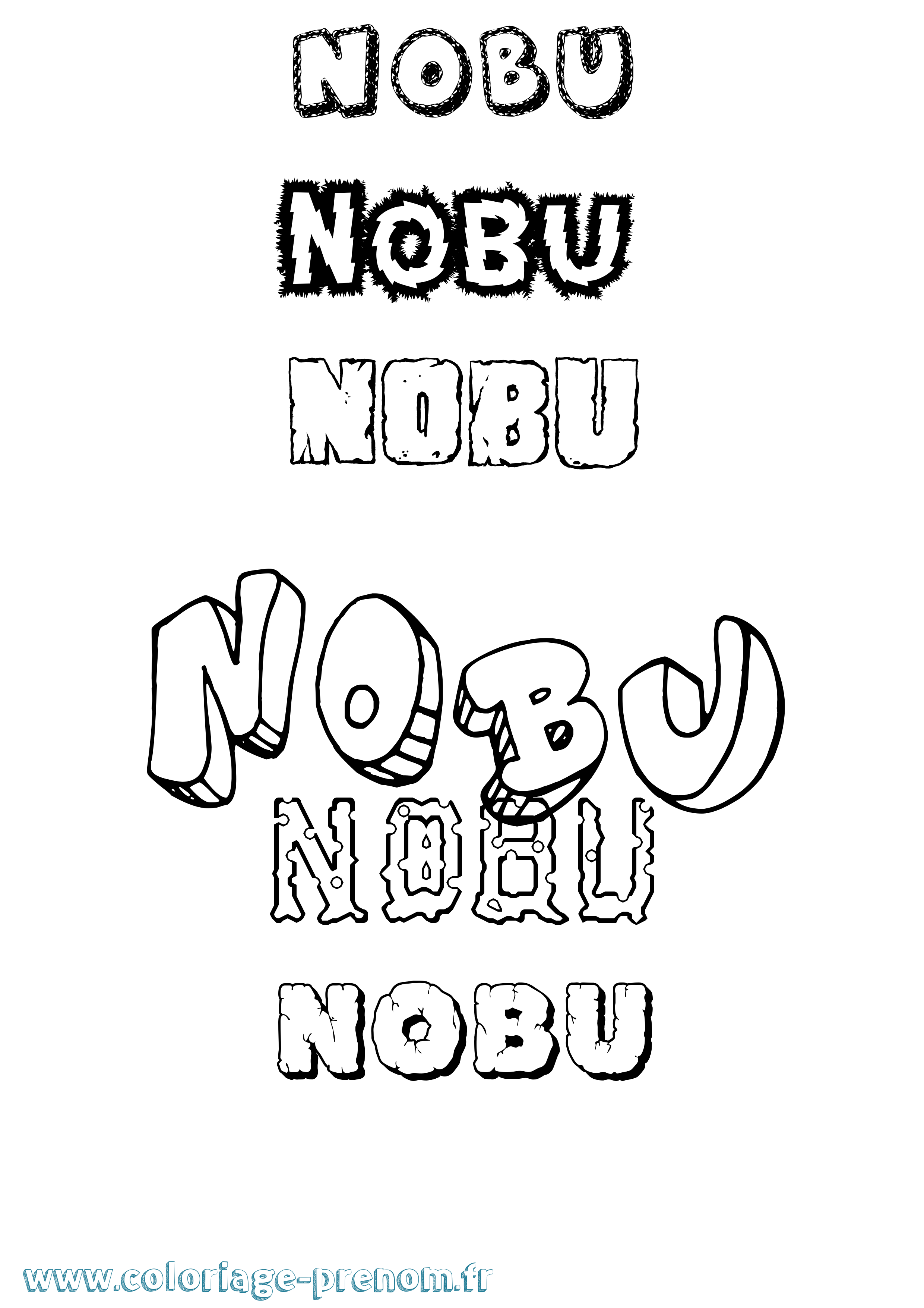 Coloriage prénom Nobu Destructuré