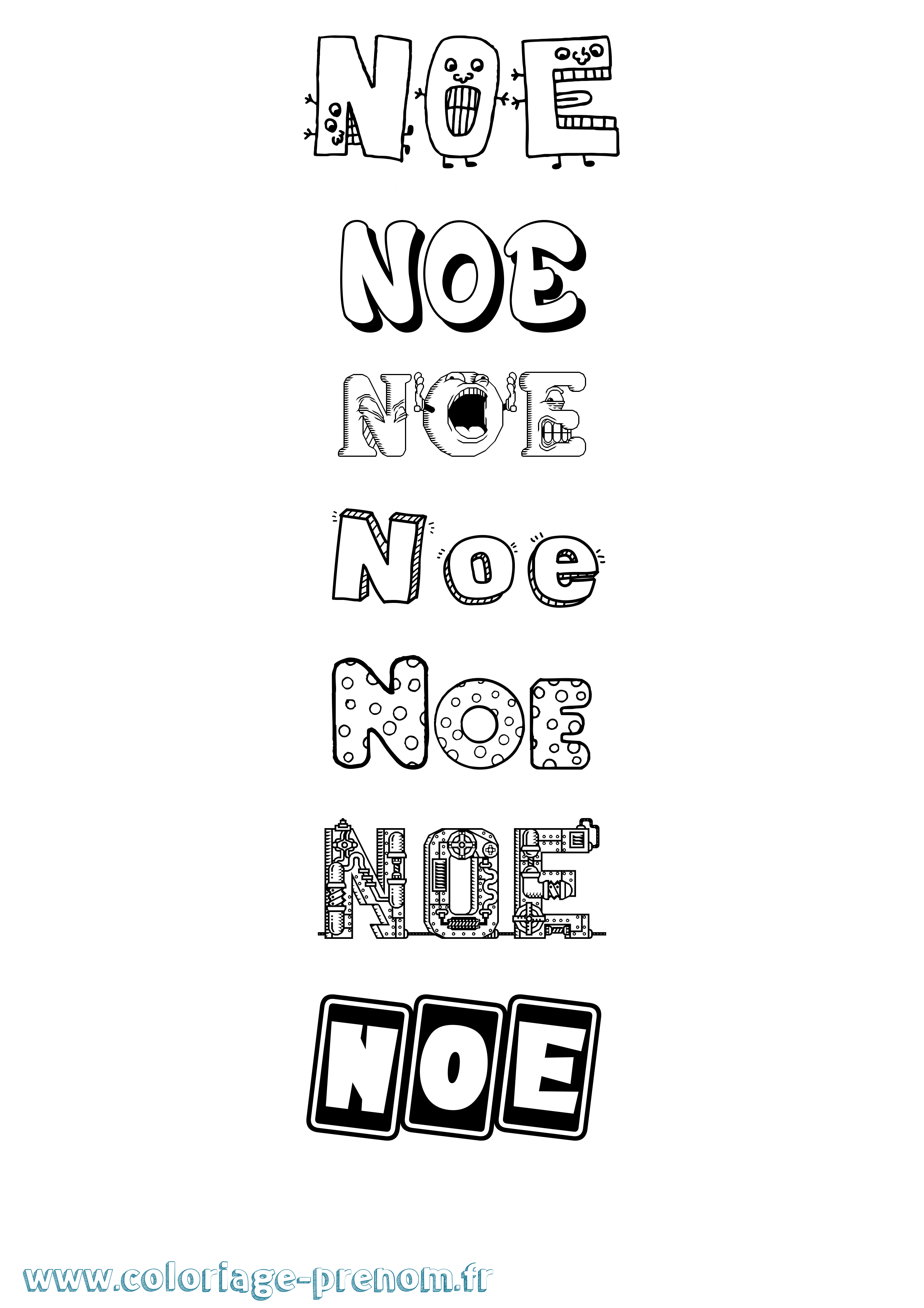 Coloriage prénom Noe Fun