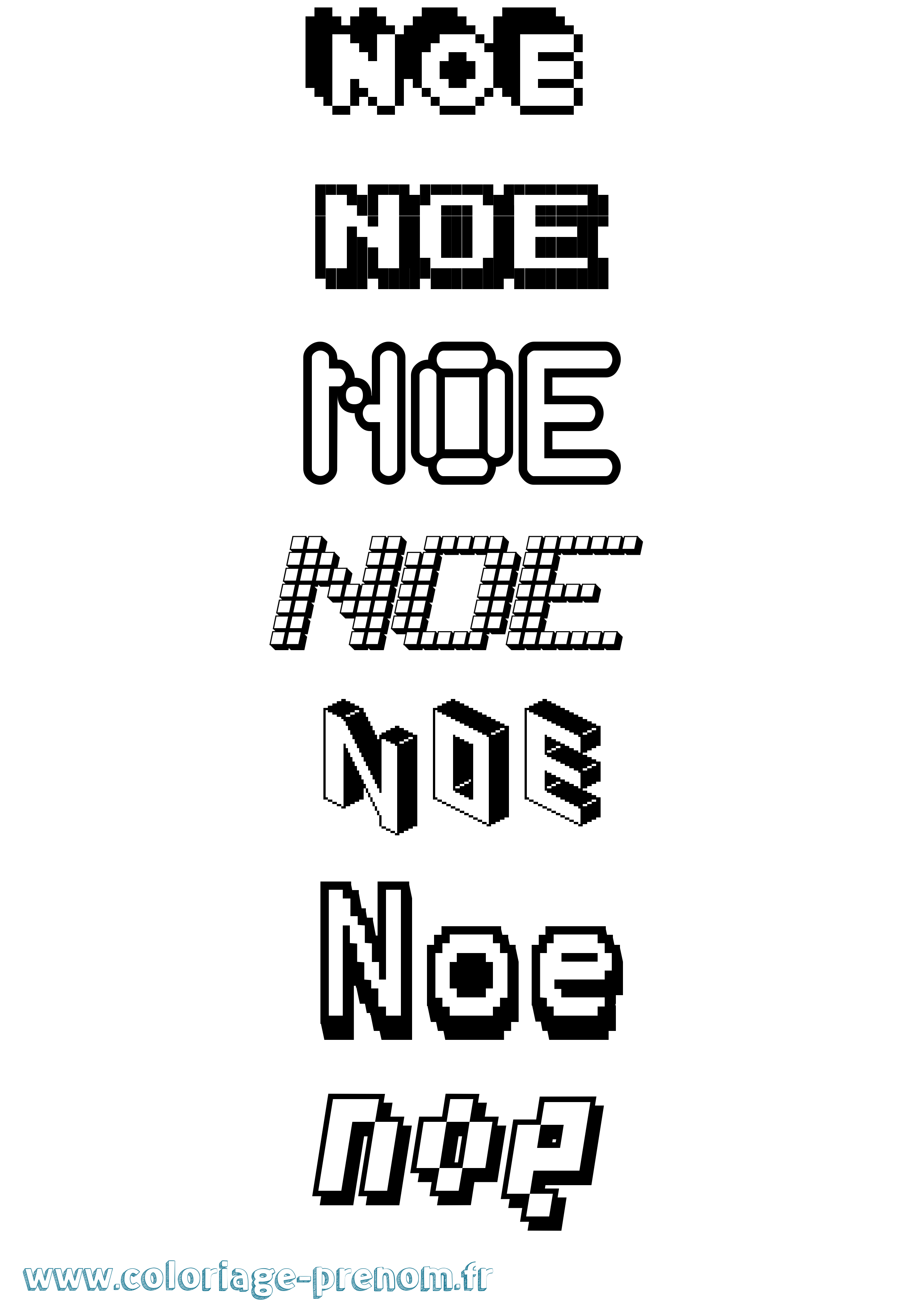 Coloriage prénom Noe Pixel