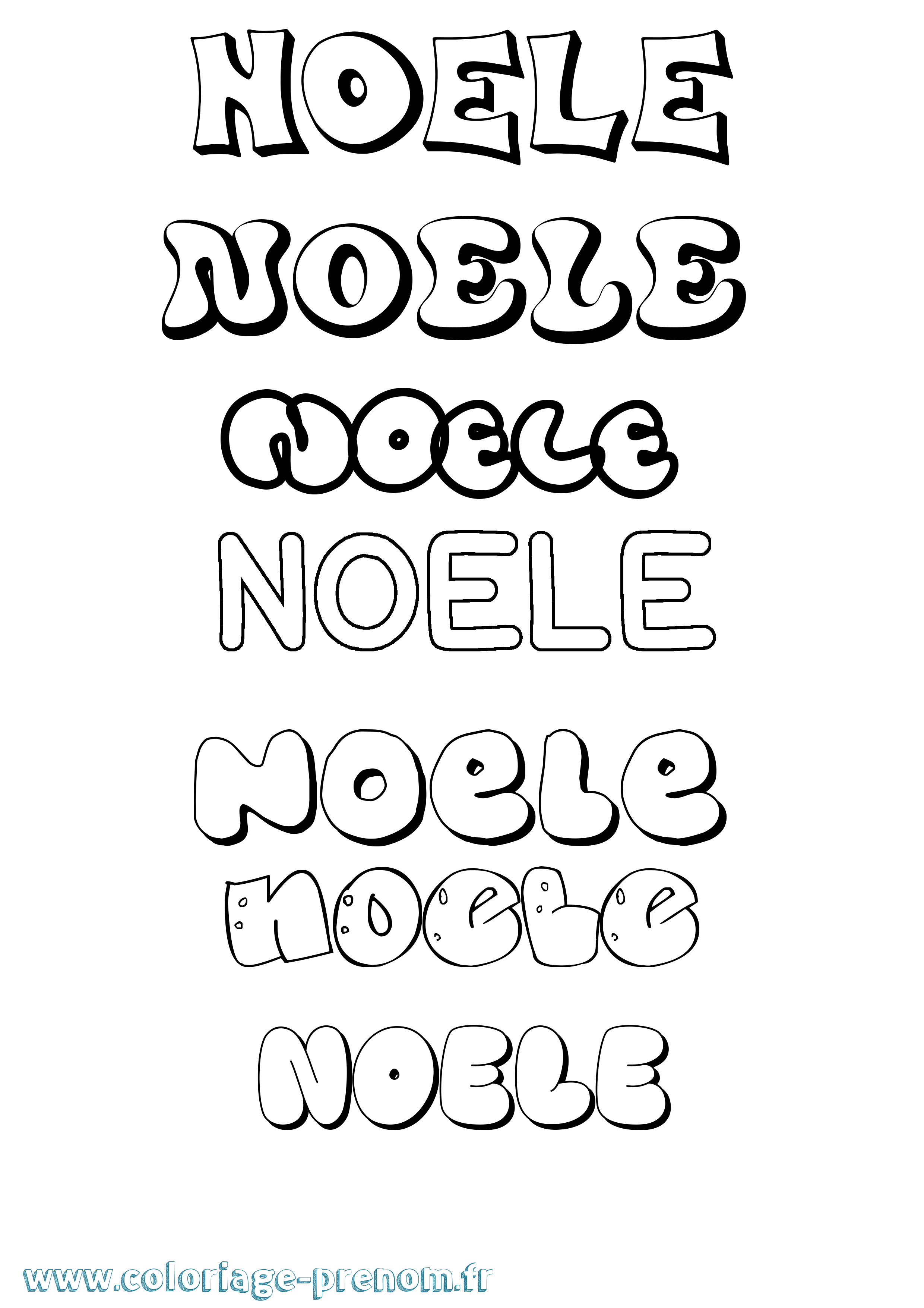 Coloriage prénom Noele Bubble