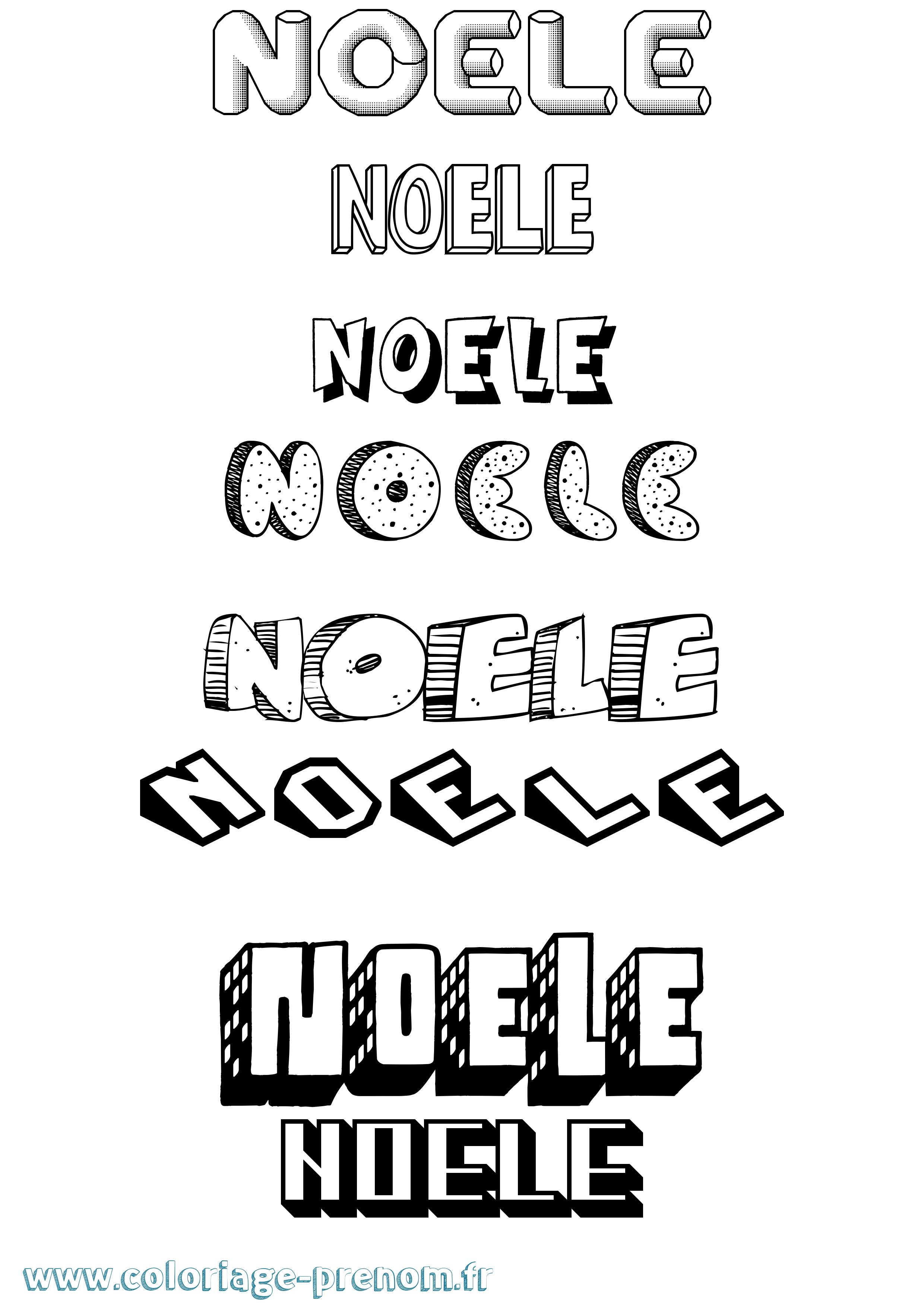 Coloriage prénom Noele Effet 3D