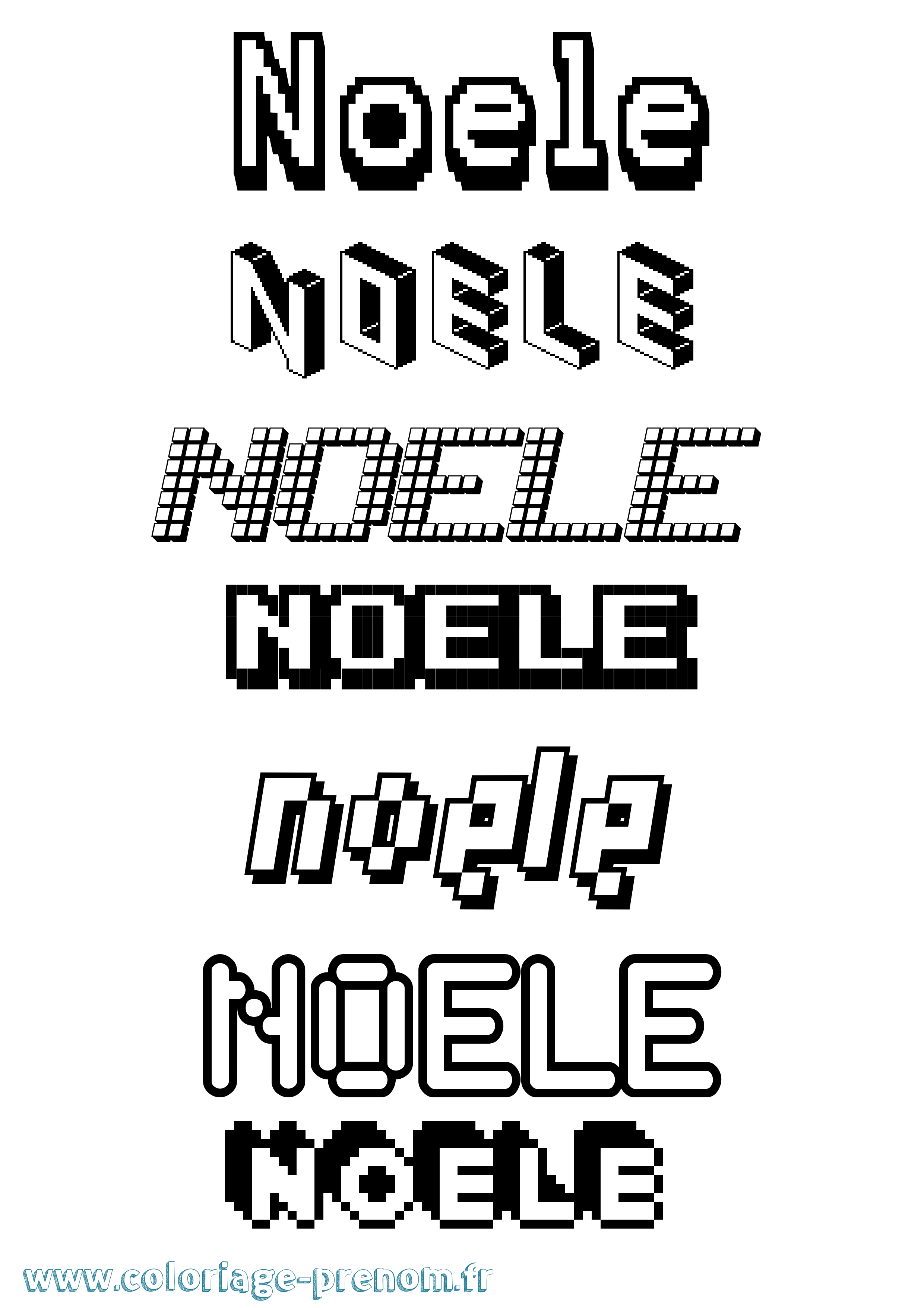 Coloriage prénom Noele Pixel