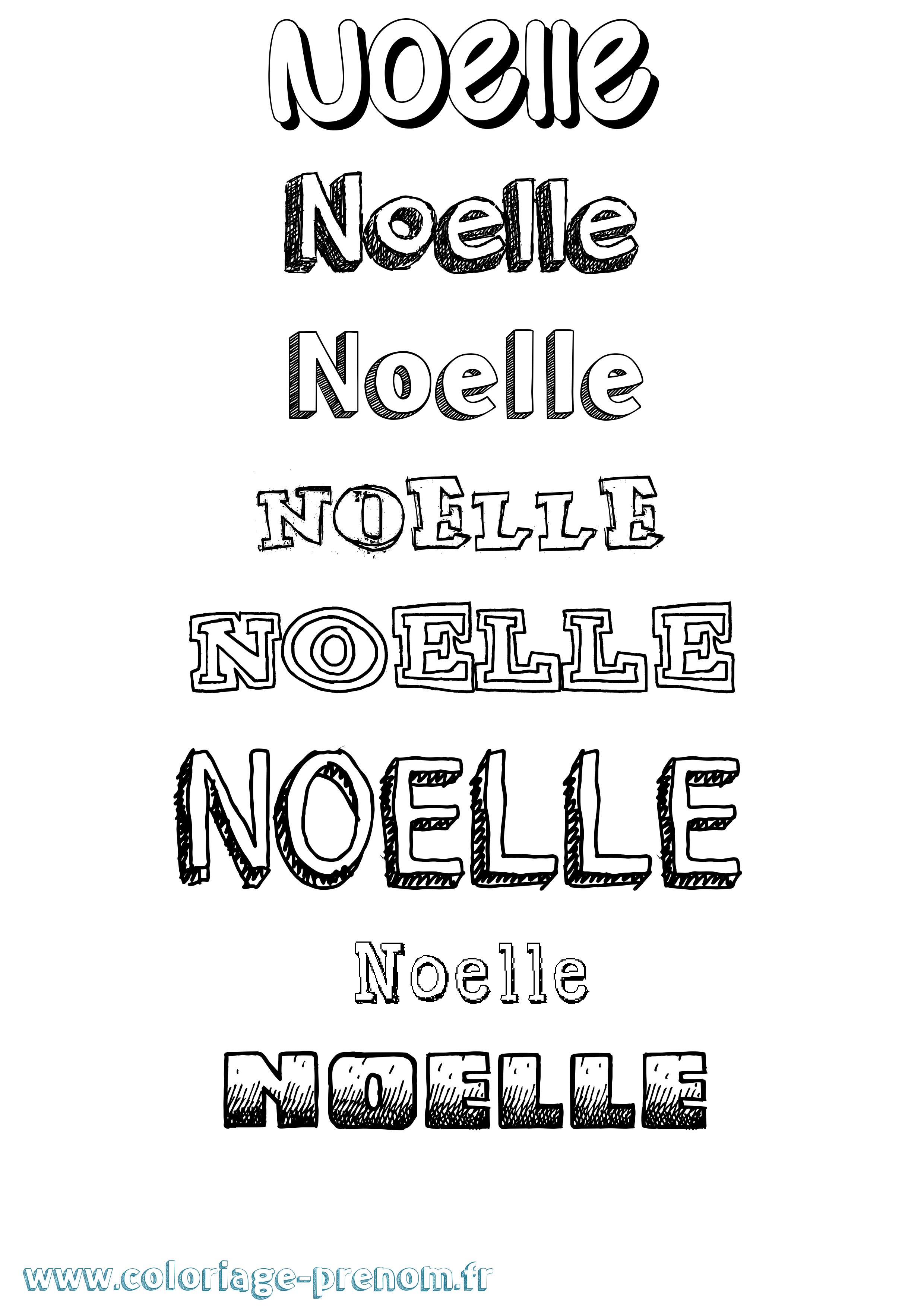 Coloriage prénom Noelle Dessiné