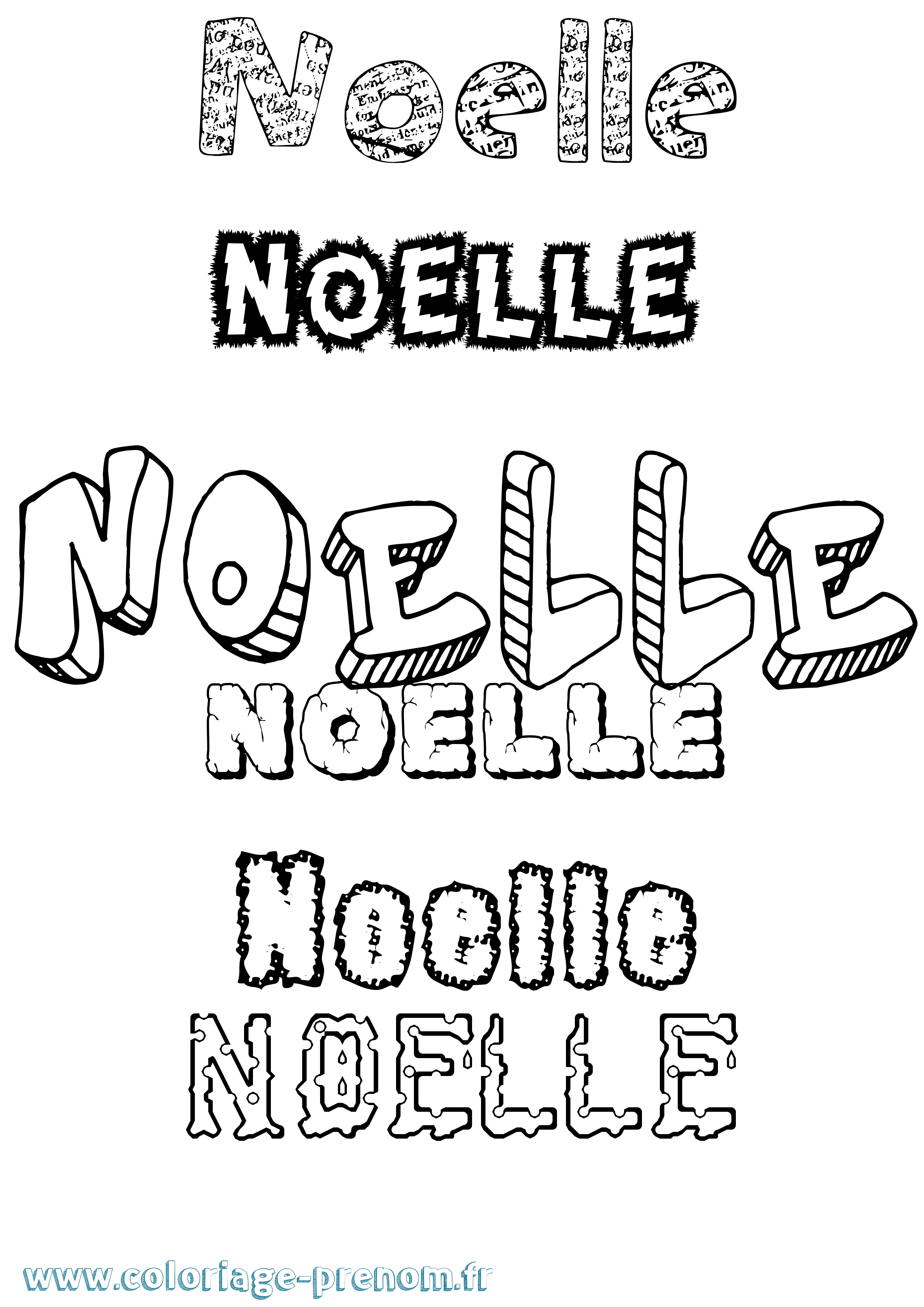 Coloriage prénom Noelle Destructuré
