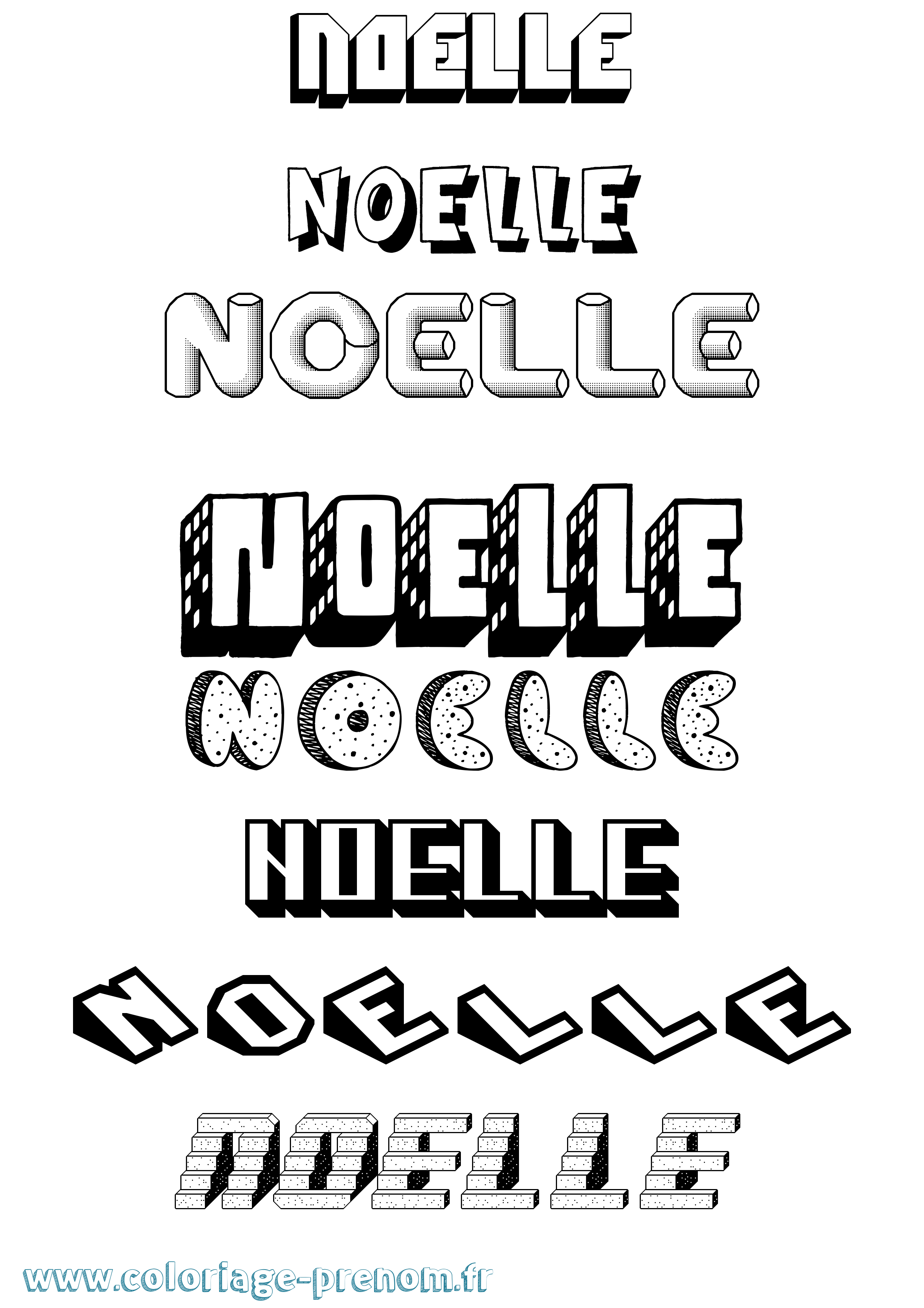 Coloriage Noelle Effet 3D Coloriage prénom Noelle Effet 3D