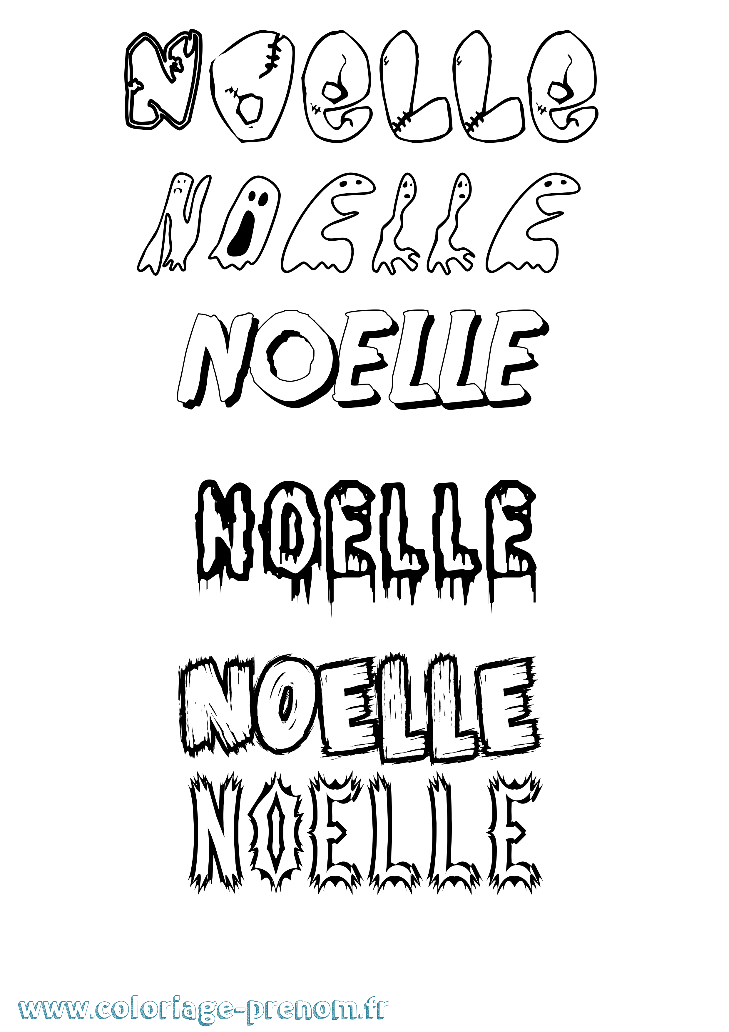Coloriage prénom Noelle Frisson