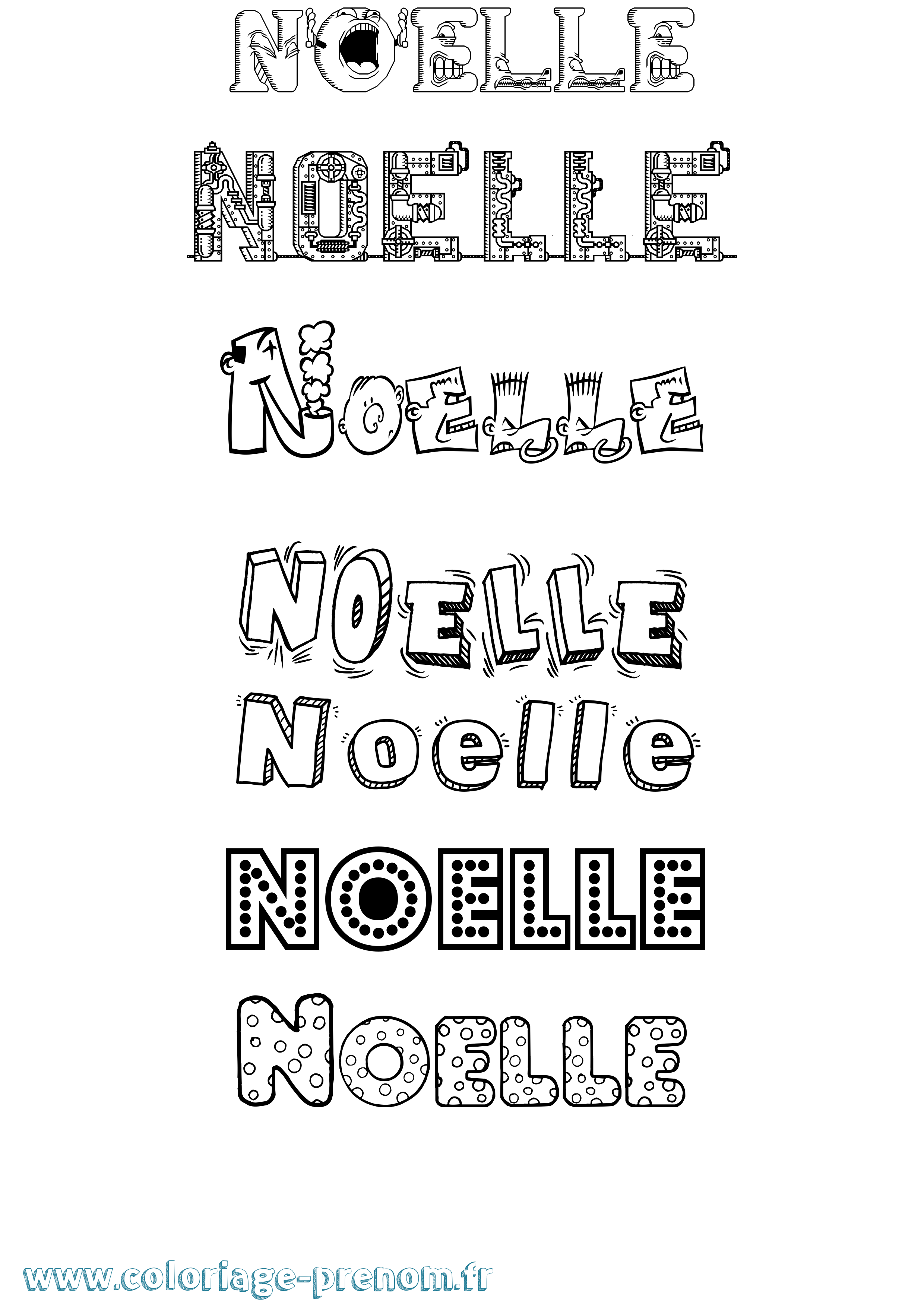 Coloriage prénom Noelle Fun
