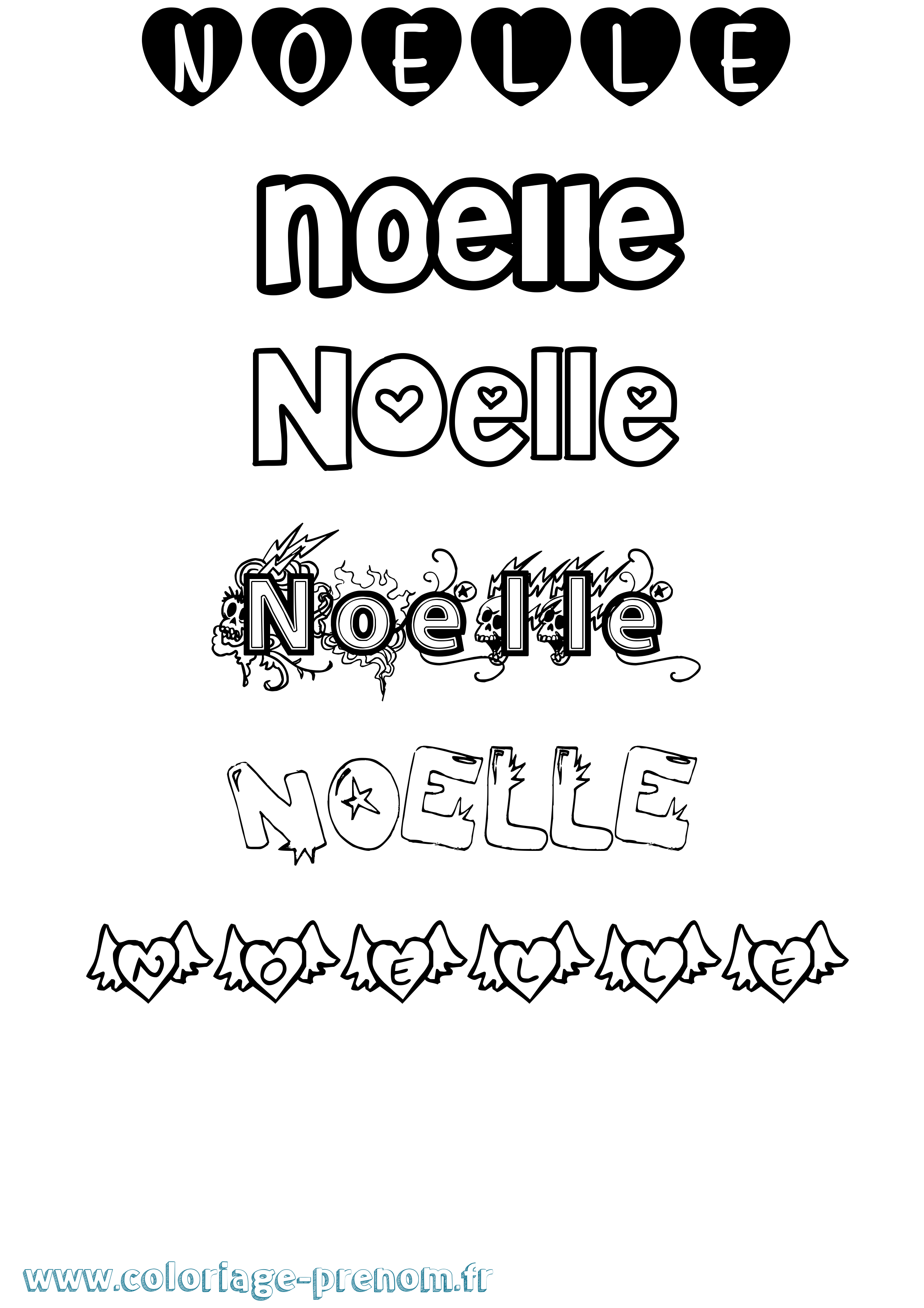Coloriage prénom Noelle Girly