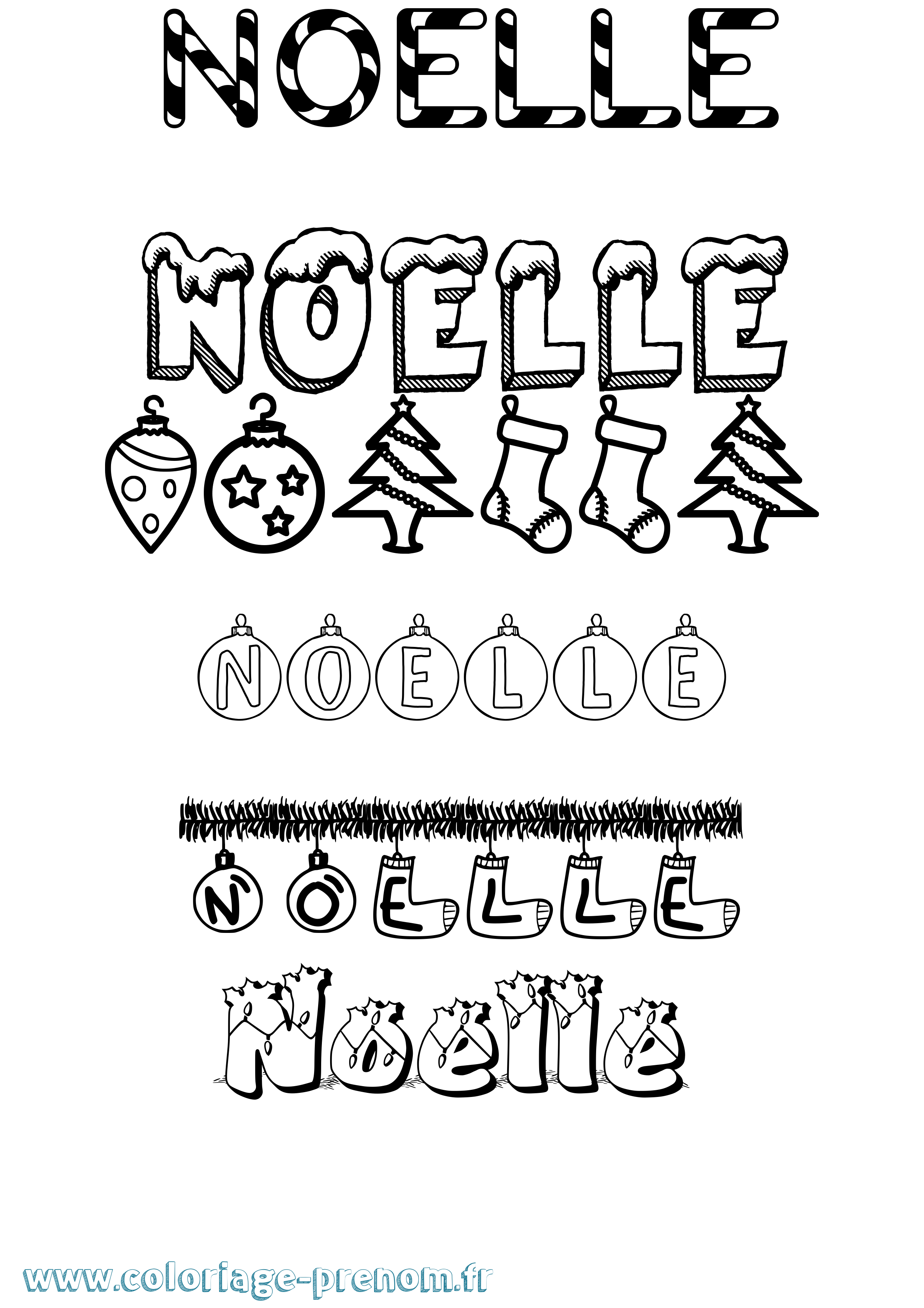 Coloriage prénom Noelle Noël