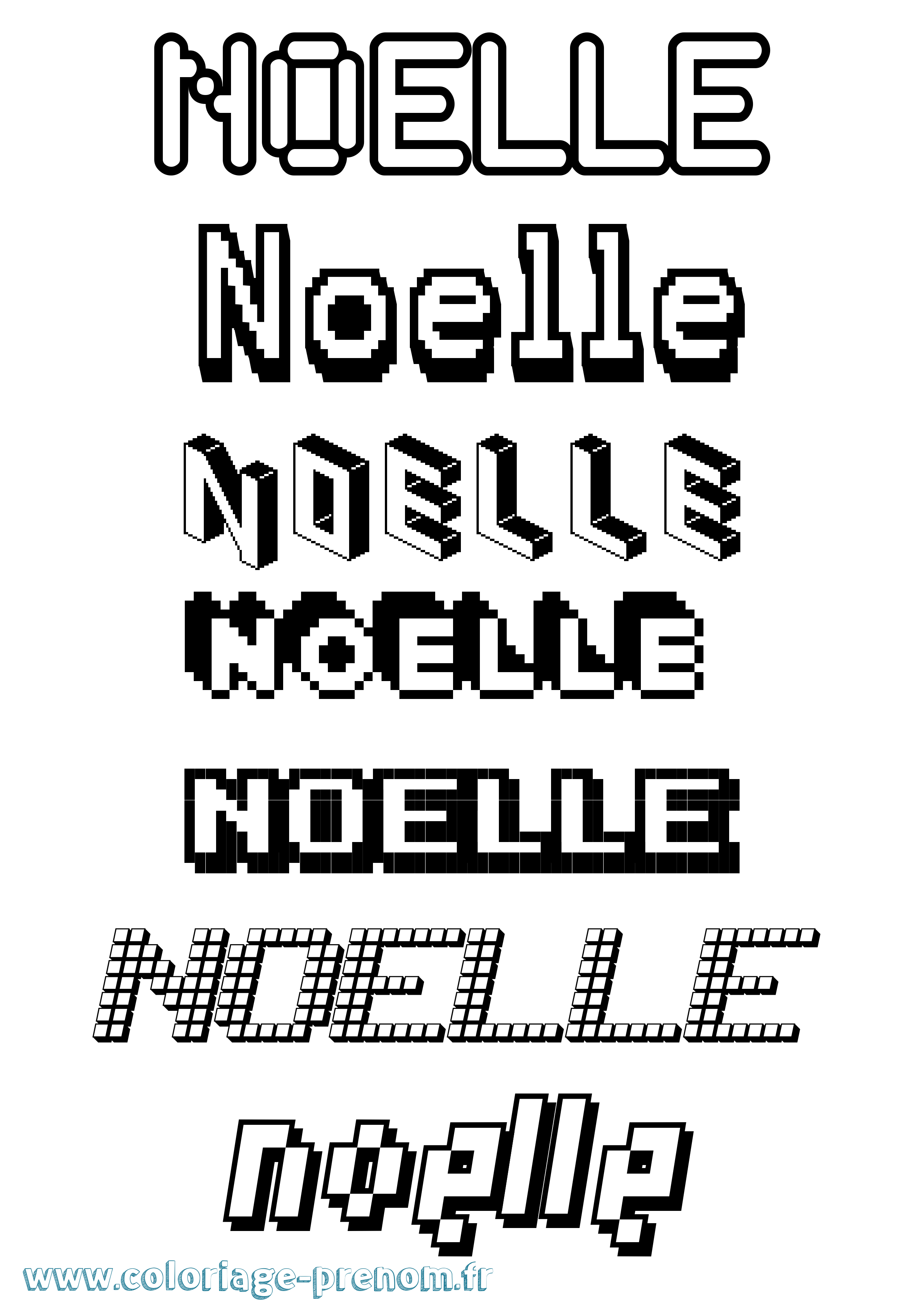 Coloriage prénom Noelle Pixel