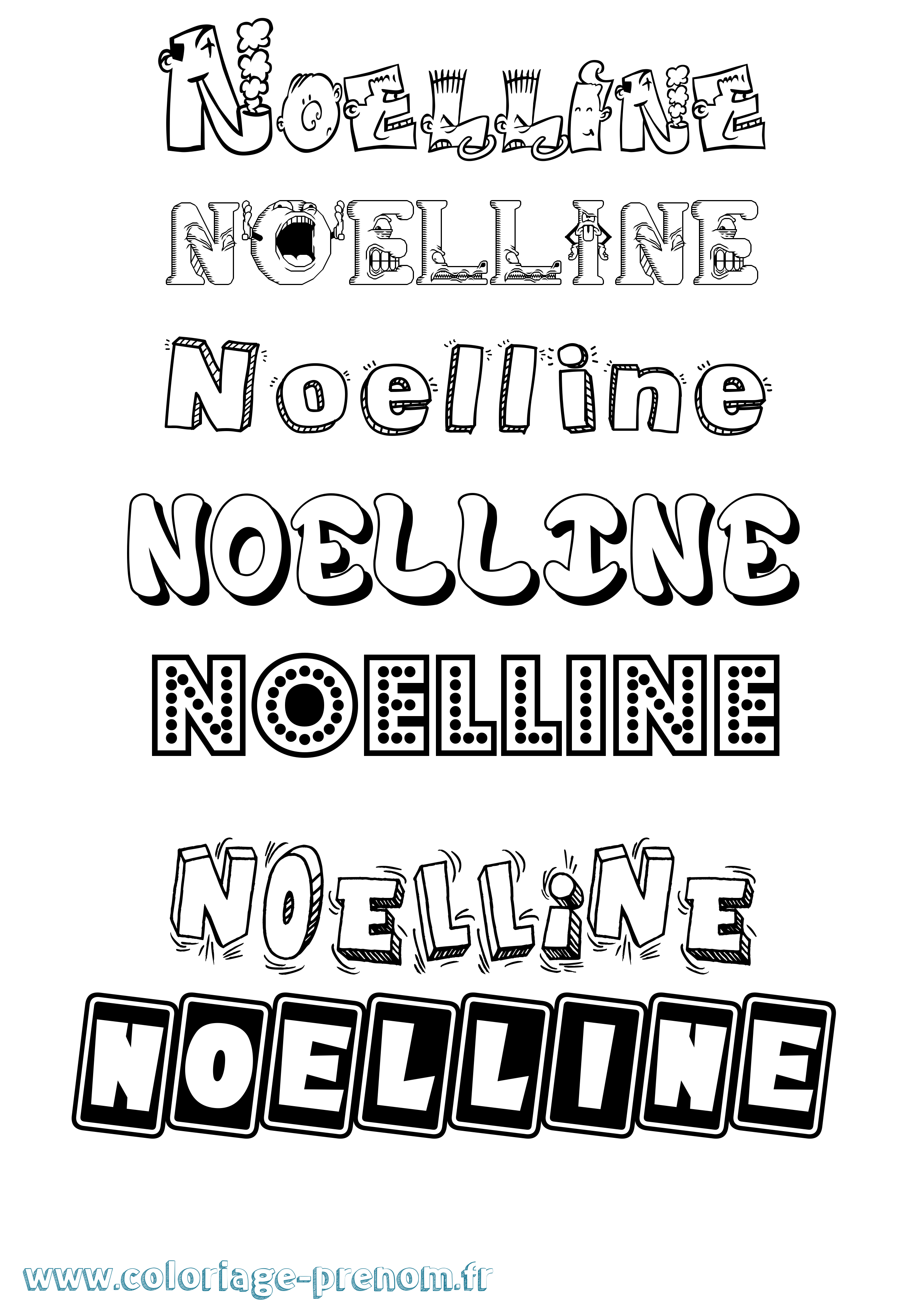 Coloriage prénom Noelline Fun