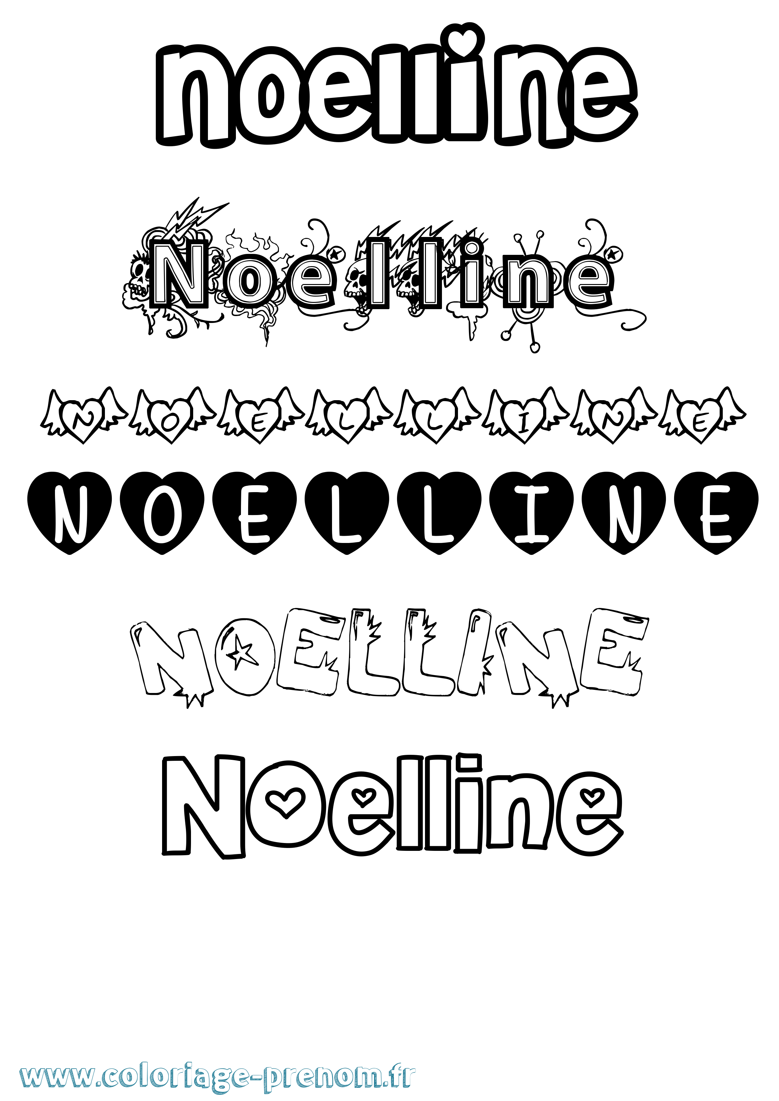Coloriage prénom Noelline Girly