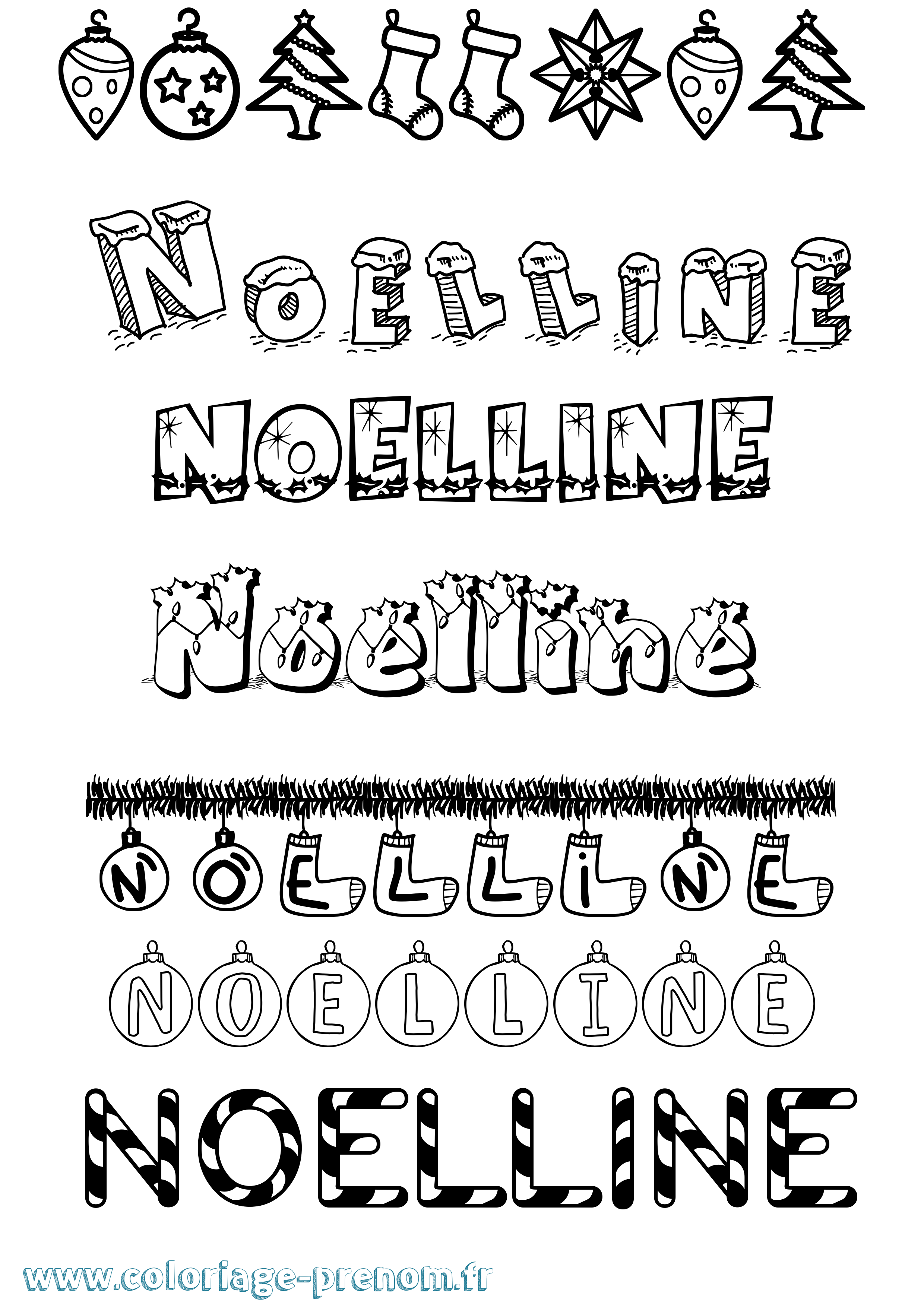 Coloriage prénom Noelline Noël