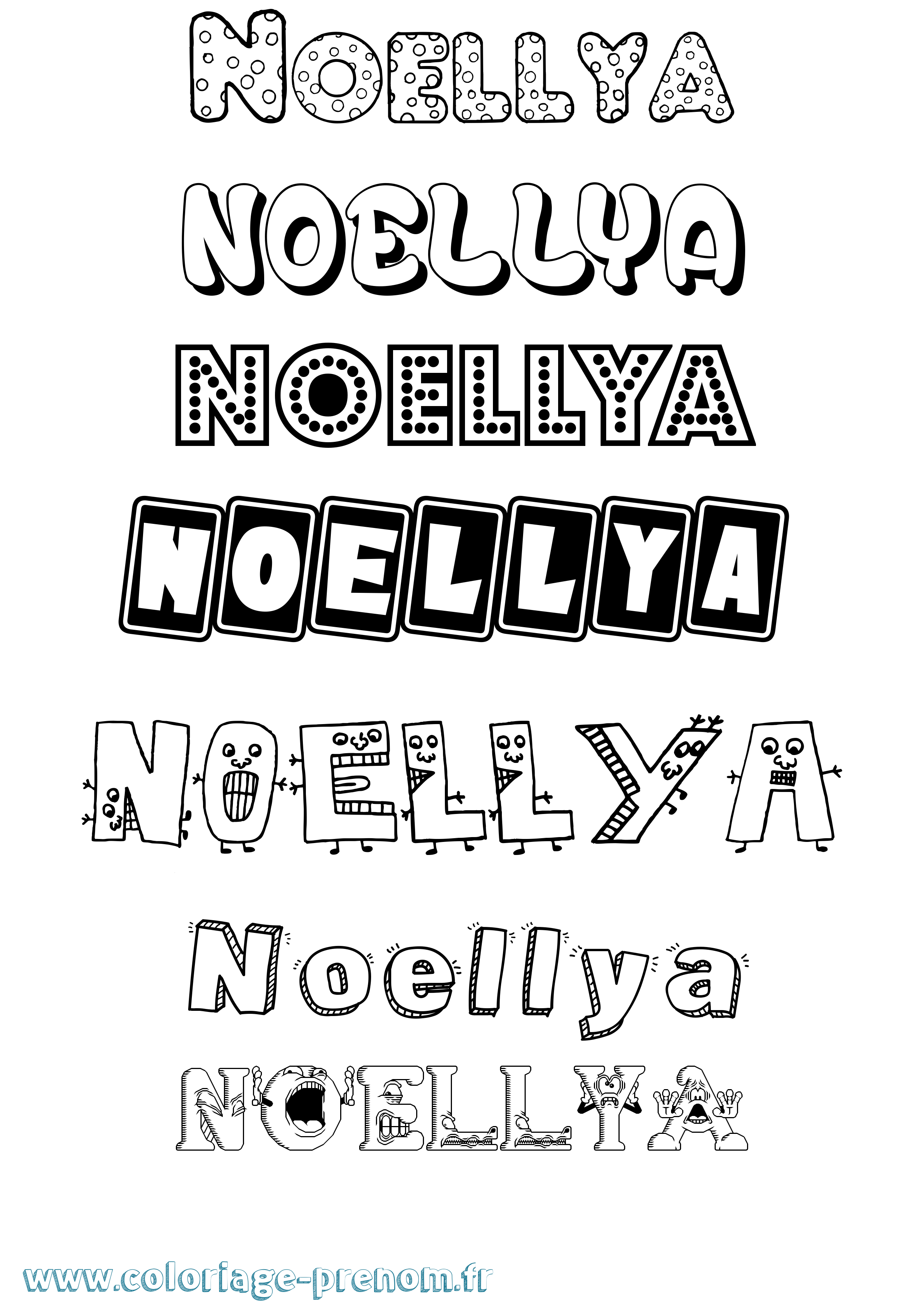 Coloriage prénom Noellya Fun
