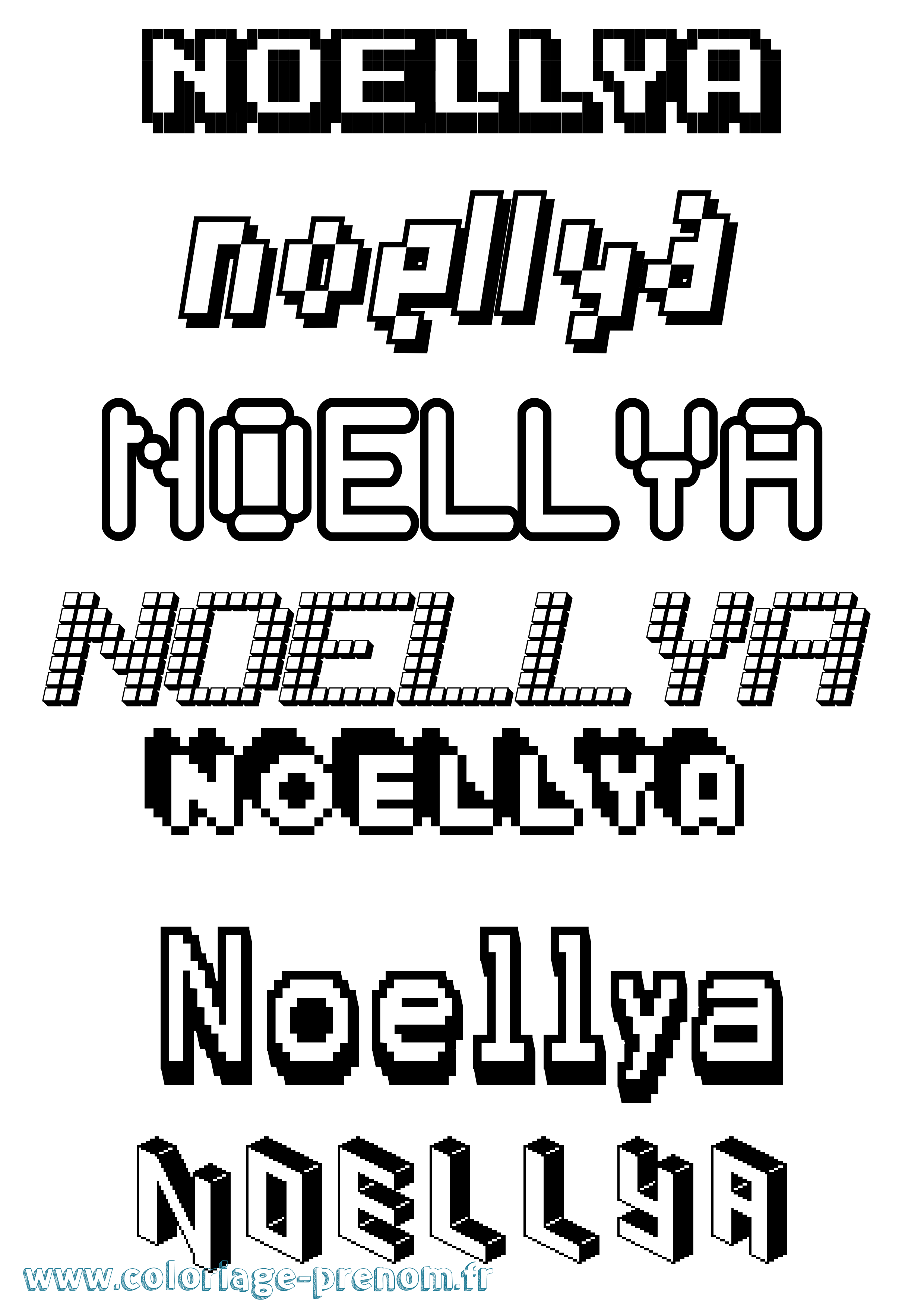 Coloriage prénom Noellya Pixel