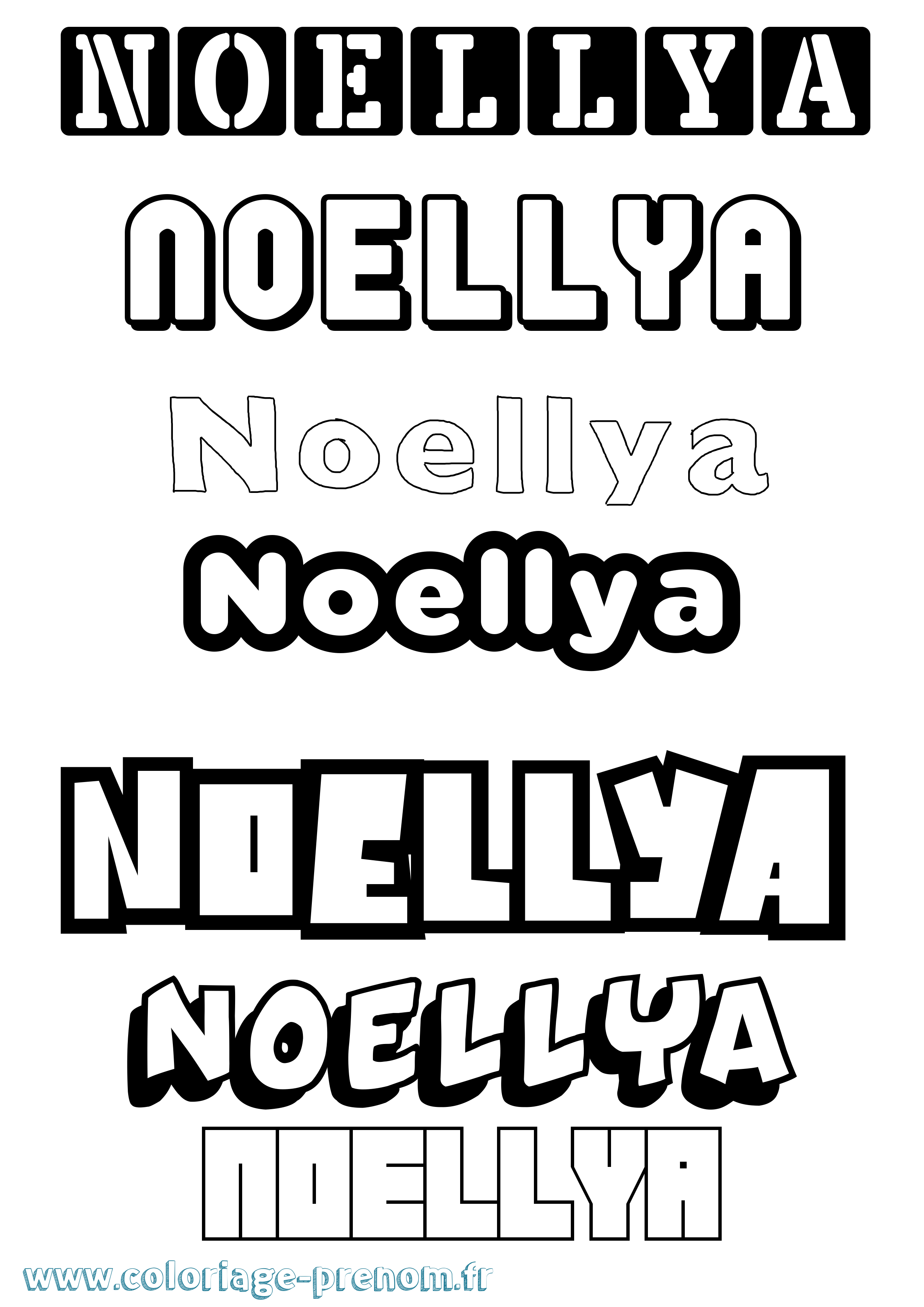 Coloriage prénom Noellya Simple