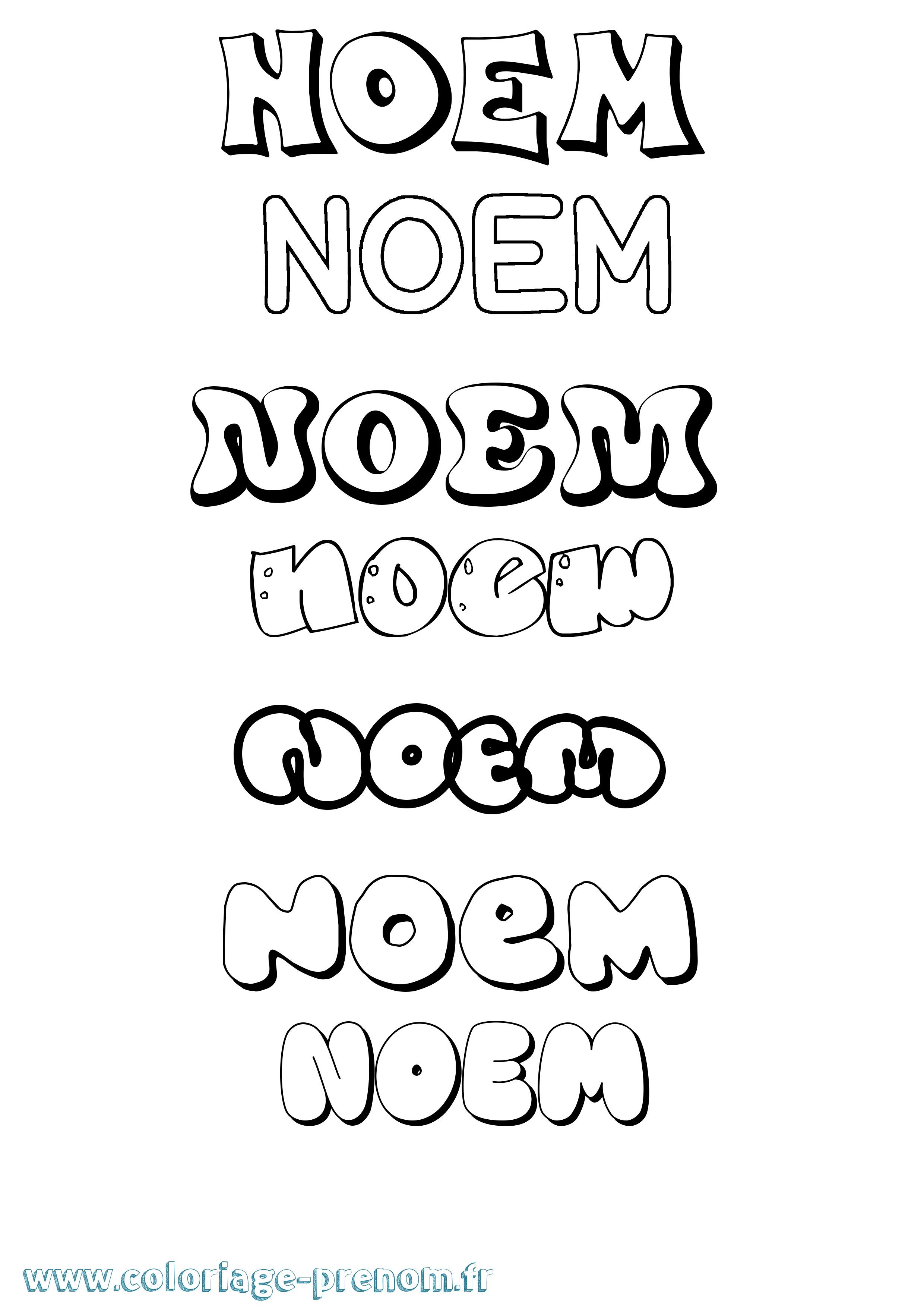 Coloriage prénom Noem Bubble